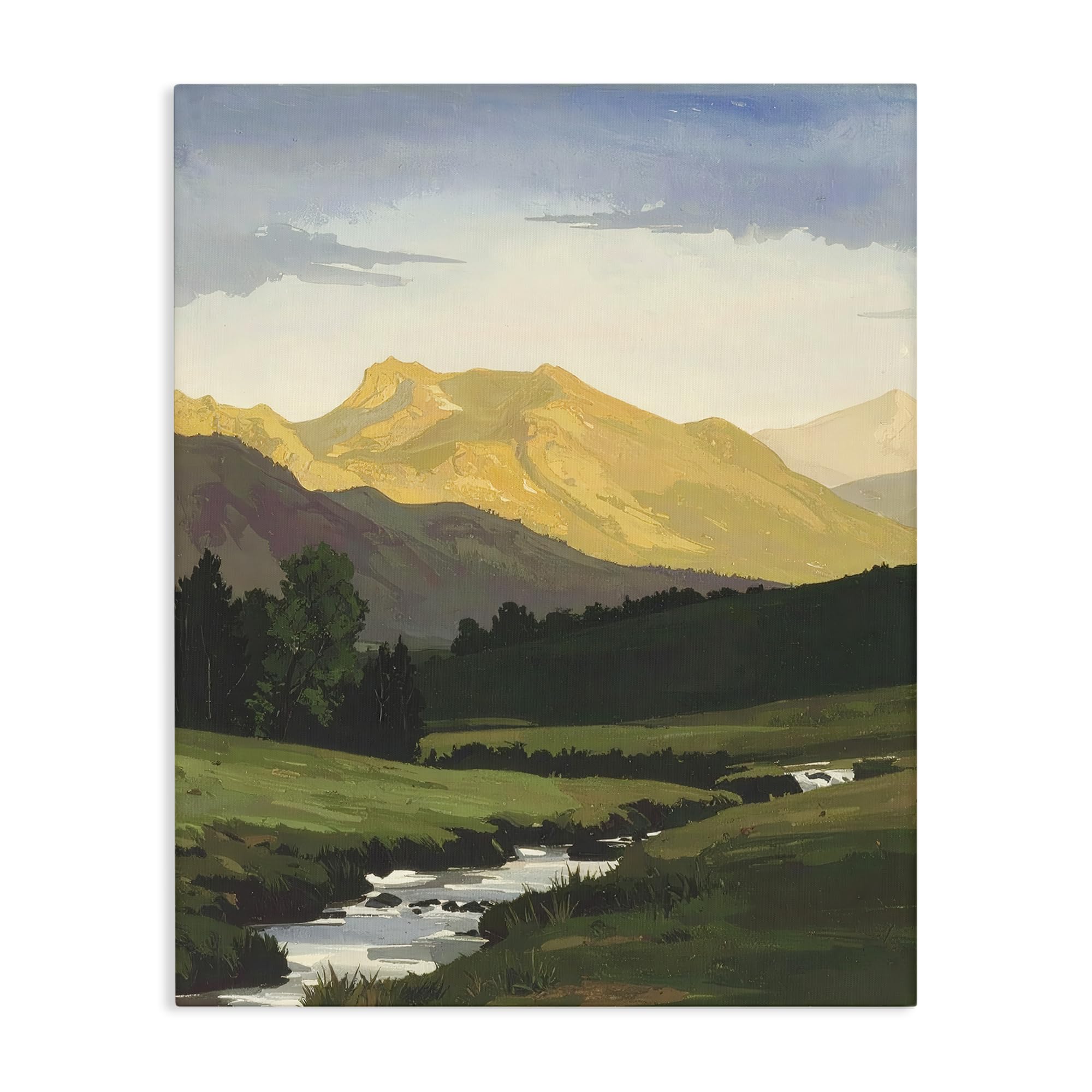 Stupell Industries 'Mountain Across The Valley', Canvas Art, 16 x 20 Inches, Easy to Hang and Sturdy, Made in USA, by Alonza Saunders