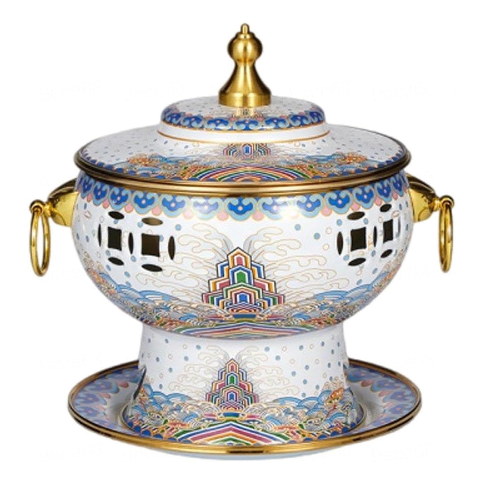 asdchZen Old Hot Pot,Chinese Copper Hot Pot,Chinese Copper Hot Pot Single Alcohol Stove Small Hot Pot Cloisonne Copper Hot Pot For Hiking Home Camping Picnics Parties,D