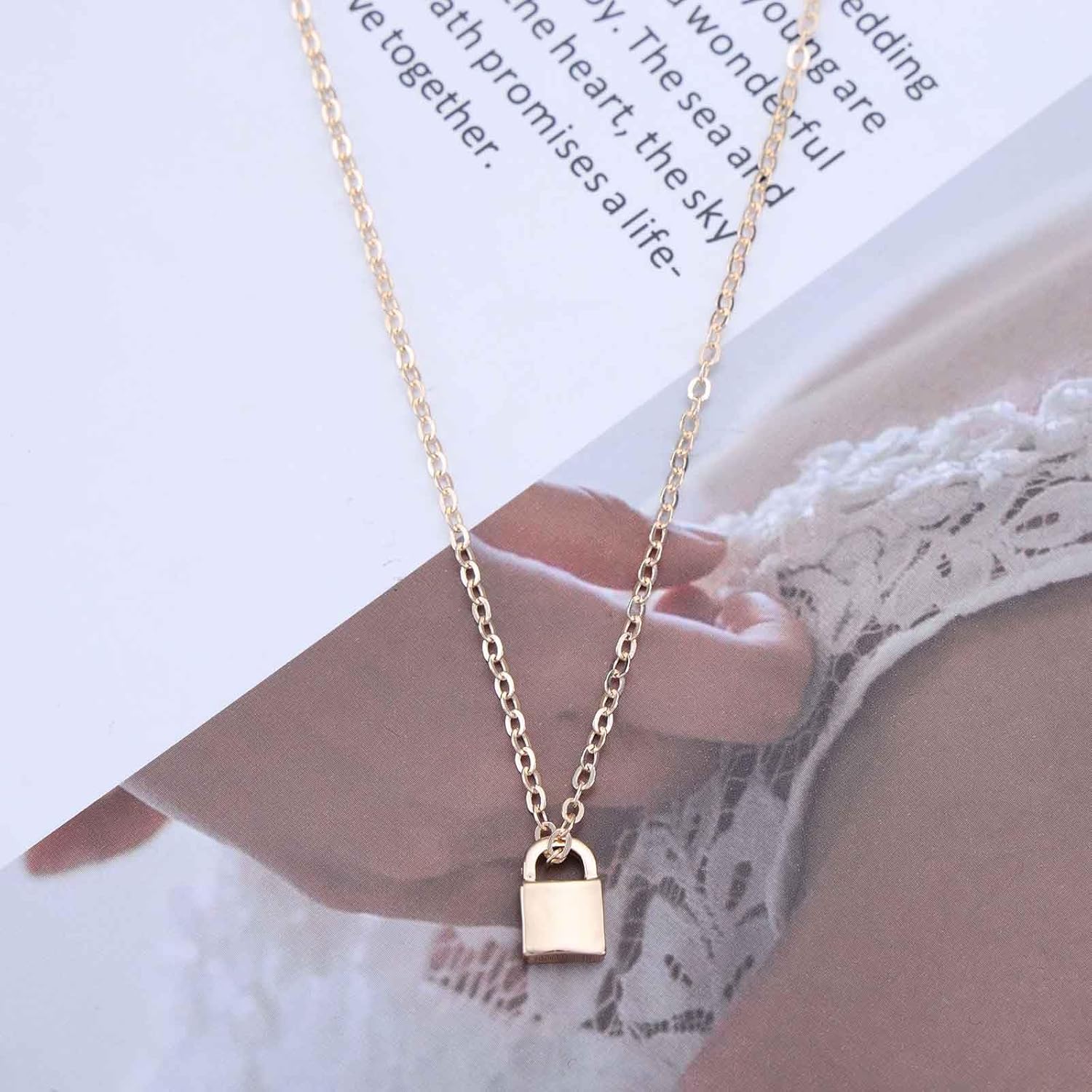 Minimalist Gold Lock Choker Necklace Key Pidlock Pendant Necklace Choker Tiny Lock Chain Necklace Small Polished Lock Collar Necklace Jewelry for Women - Image 7