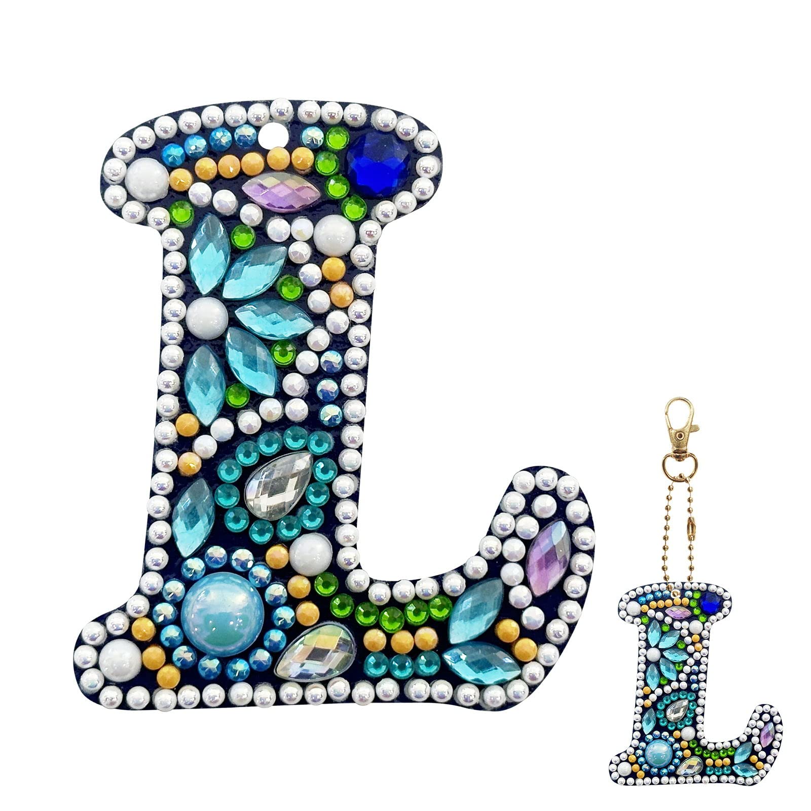 YOYA 5D Double Sided Diamond Painting Keychain DIY Full Drill A-Z 26 Letters Diamond Art Keychain Kits Gem Art Diamond Keychain for Adults Kids
