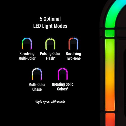 Miniatura 3 de Crosley CR3046A-PI Mini Jukebox Altavoz Bluetooth portátil con luces LED y micrófono, rosa