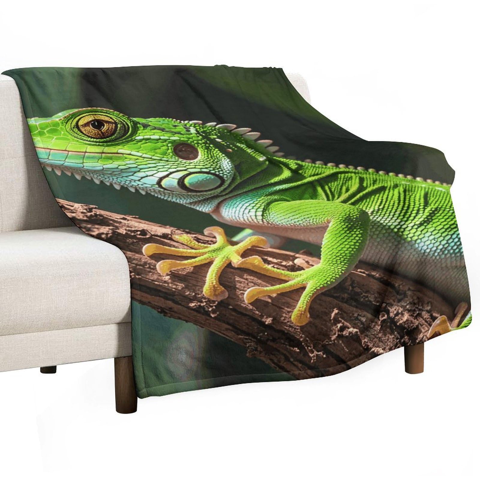 Couverture en flanelle geckos verts plaid léger contre les nuits fraîches