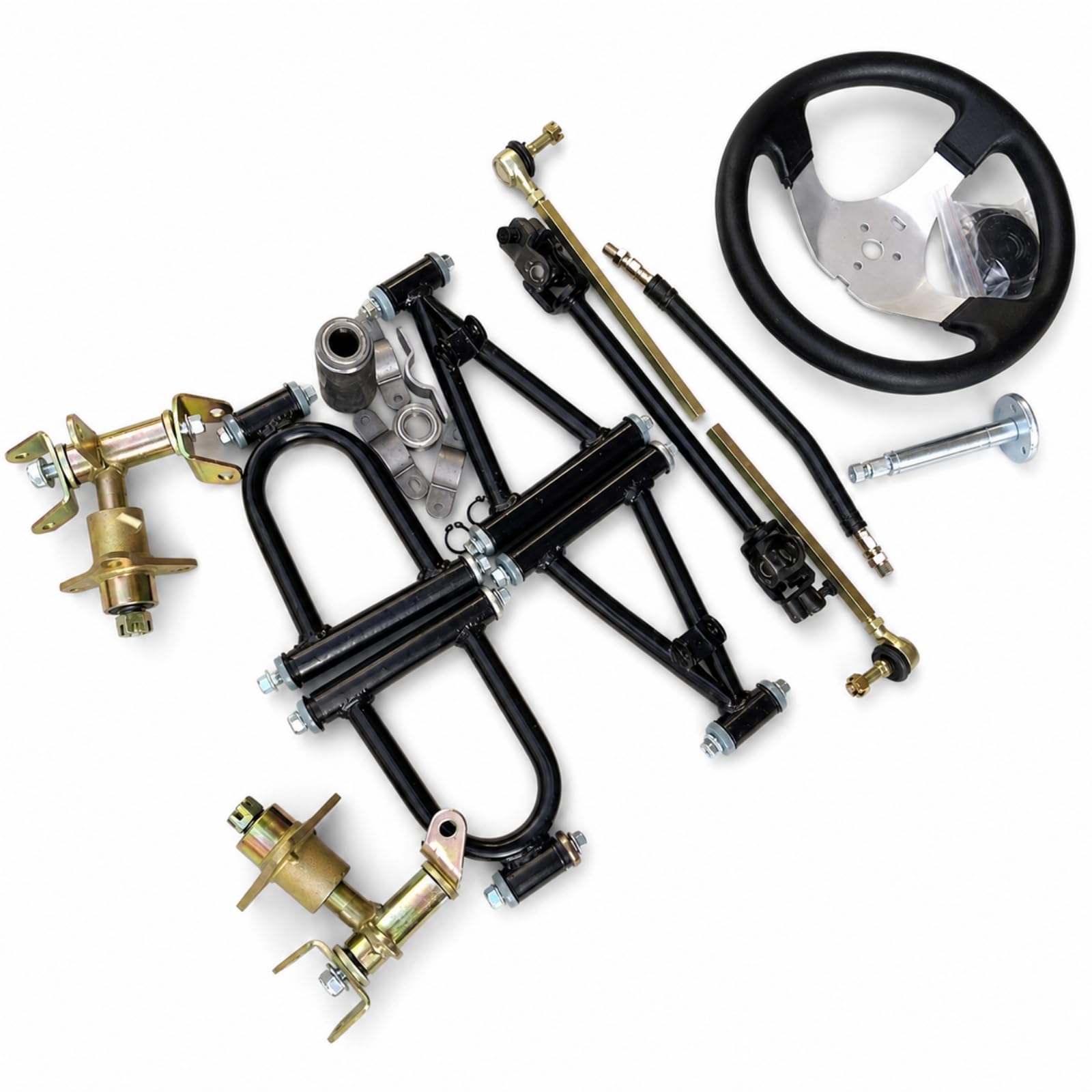 rockible Atv Anteriore Sterzo Completo con Volante Albero Tiranti Sospensione E Staffe Hardware Incluso Metallo E Plastica Ammortizzazione per Terreni