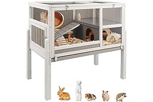 Cozy Hamster Haven: Multi-Level Guinea Pig Cage with Raised Stand