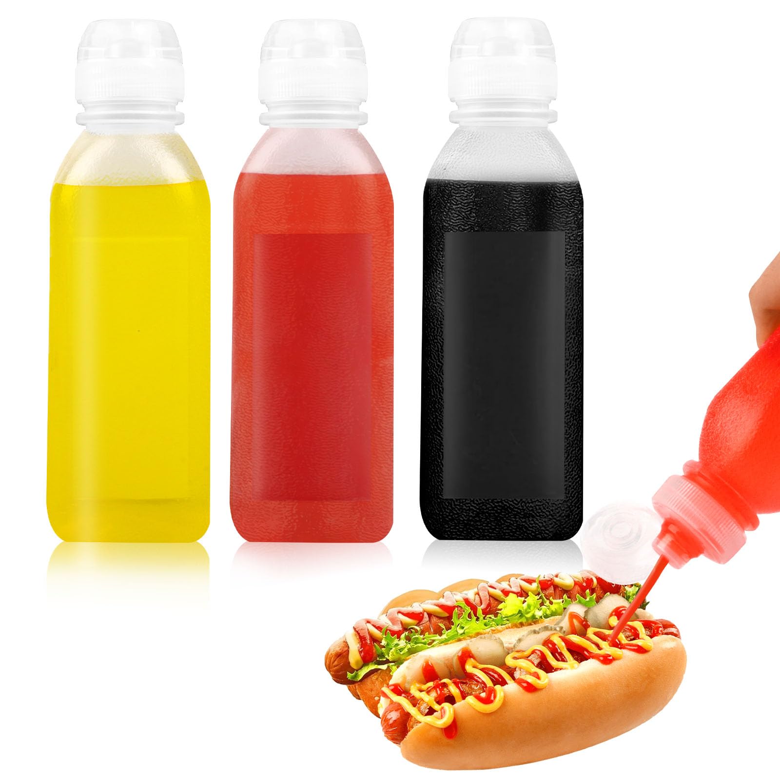 3 Bouteilles Sauce 300ml Plastique Anti-Fuite - Flacons Condiments Vinaigrette Avec Couvercle - Sans BPA Bouteille Huile Olive