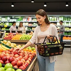 Kit 3 Cestos Organizador Plástico Vazado, Preto, 43x29x20 cm, Polipropileno Resistente, Alças Ergonômicas, 10 kg Capacidade, Para Supermercado e Feira