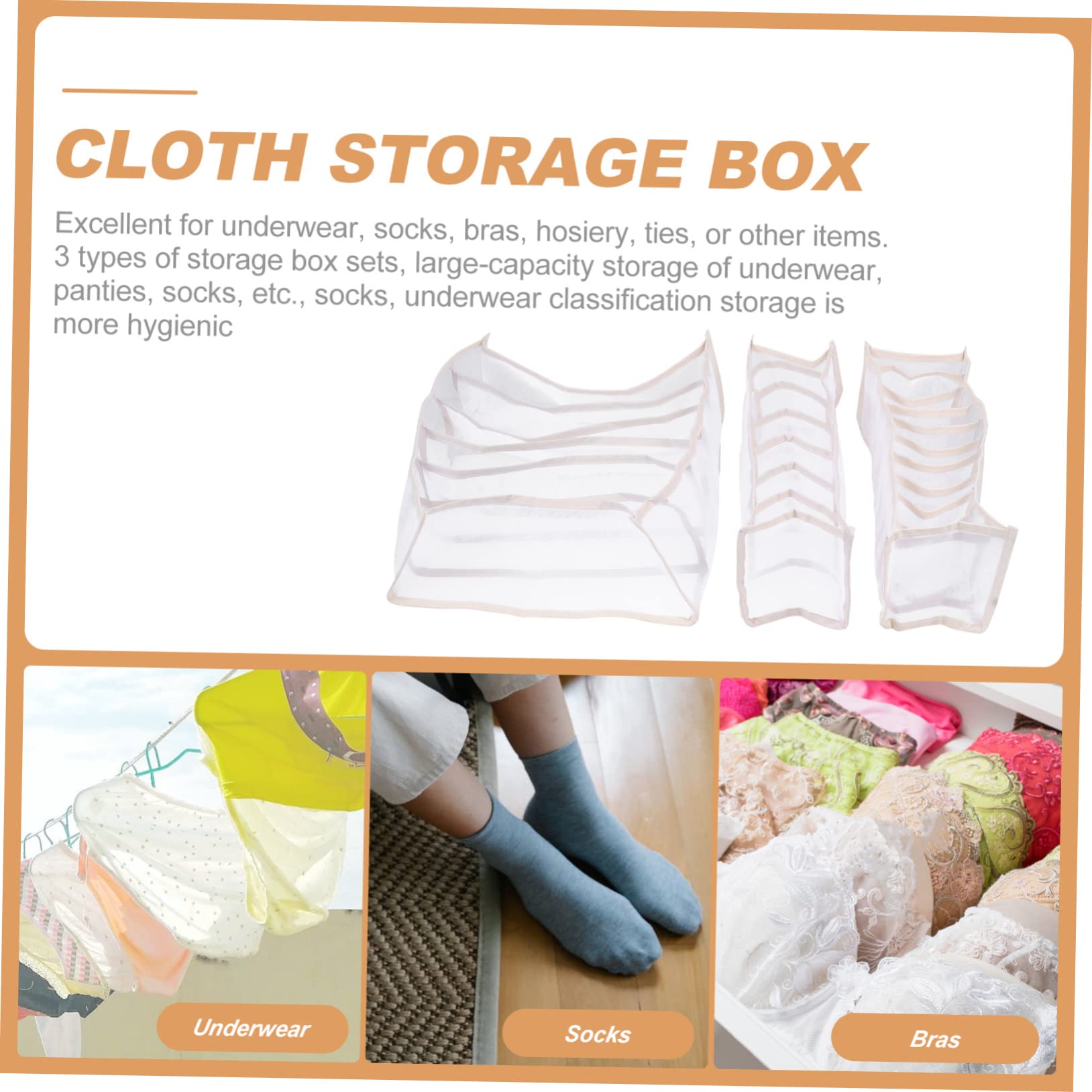 MAGICLULU 9piezas Organizador De Ropa Interior Compartimentos Para Calcetines Bragas y Sujetadores Caja De Almacenamiento Para Armarios