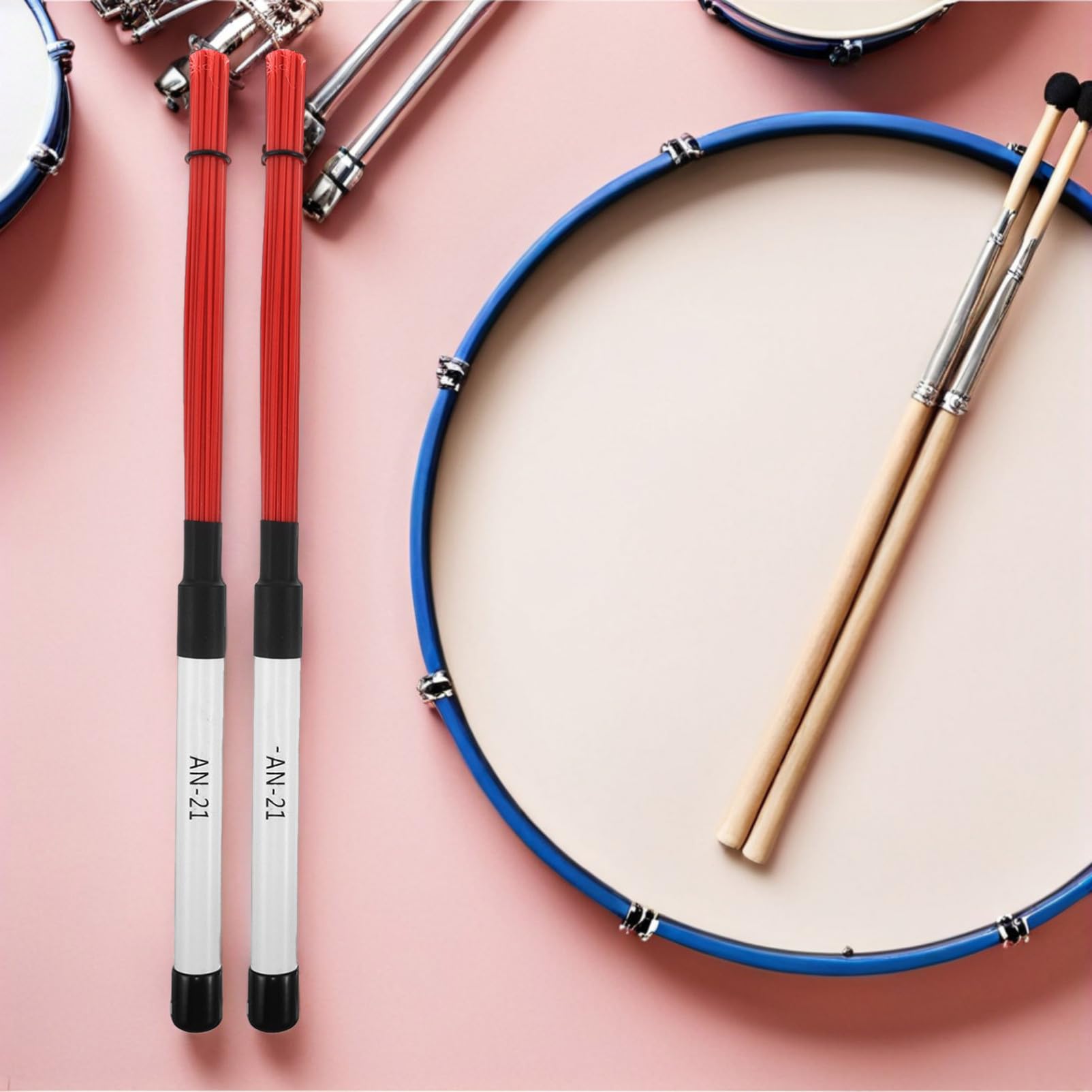 Spazzole per Batteria in Nylon Bacchette Percussione Jazz e Acustica Impugnatura Ergonomica Antiscivolo Compact per Pratica e Strumenti Musicali Professionali