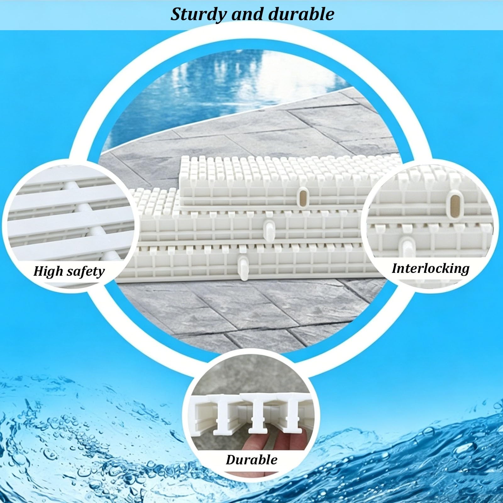 Griglia di Scarico angolare a Incastro, Copertura modulare per canali di scolo e sfioro, Ideale per Piscine e Aree Esterne(4pcs,30cm)