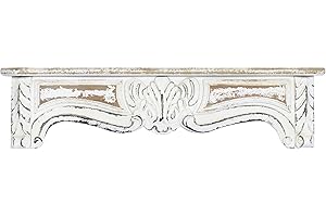 Deco 79 Wood Scroll Distressed Vintage Wall Shelf