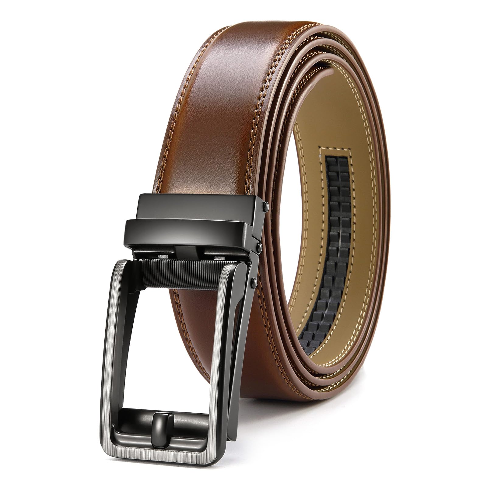 CHAOREN Ledergürtel Herren – Automatik Gürtel Herren ohne Löcher für Anzug und Freizeit 35mm (verschiedene Größen und Farben)