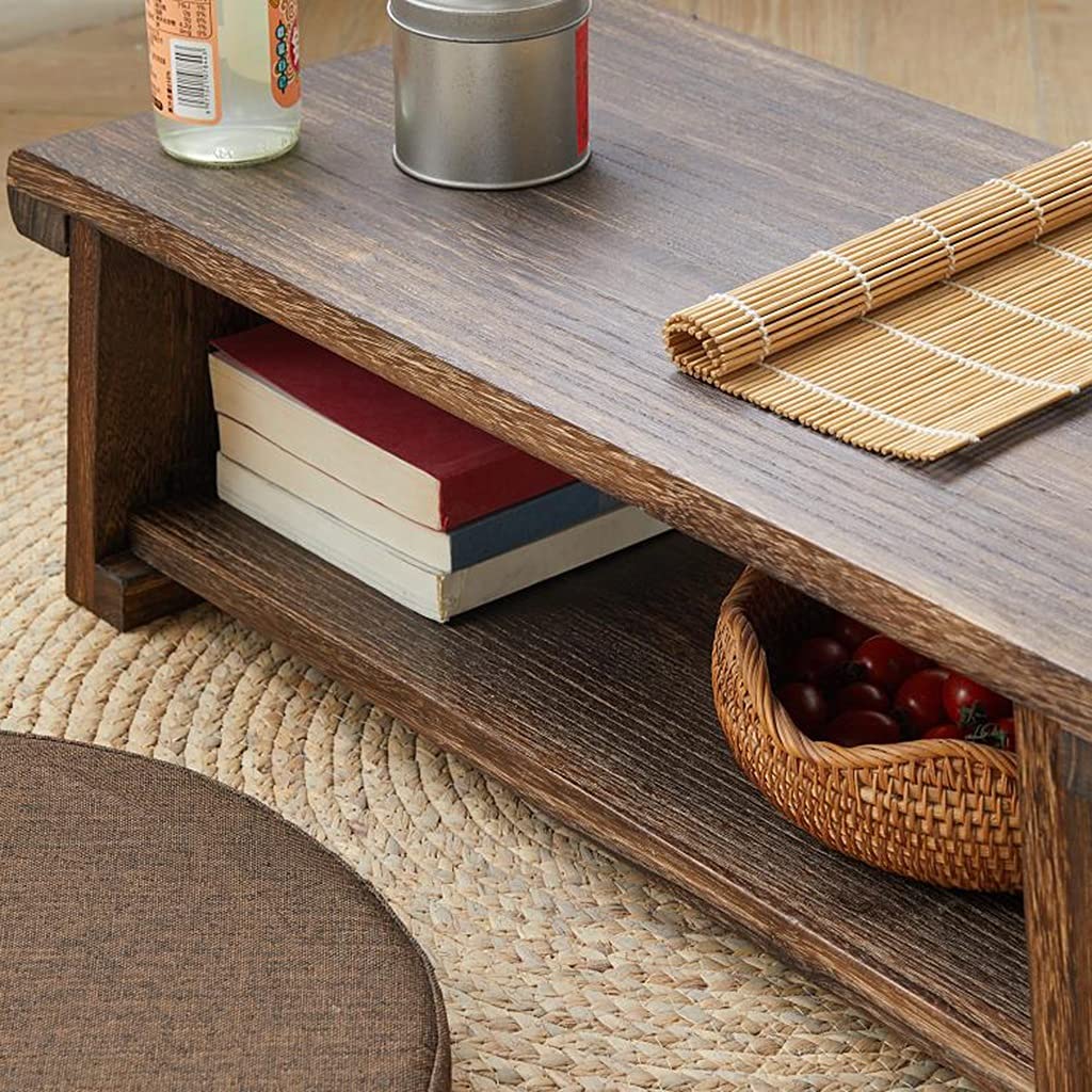 Stół Tatami, Japoński Antyczny Składany Nogi Podłoga Niski Stół Do Badania Tatami Parapet Balkon Niski Stół Podłogowy (Kolor: Brązowy, Rozmiar: 50 × 30 cm)