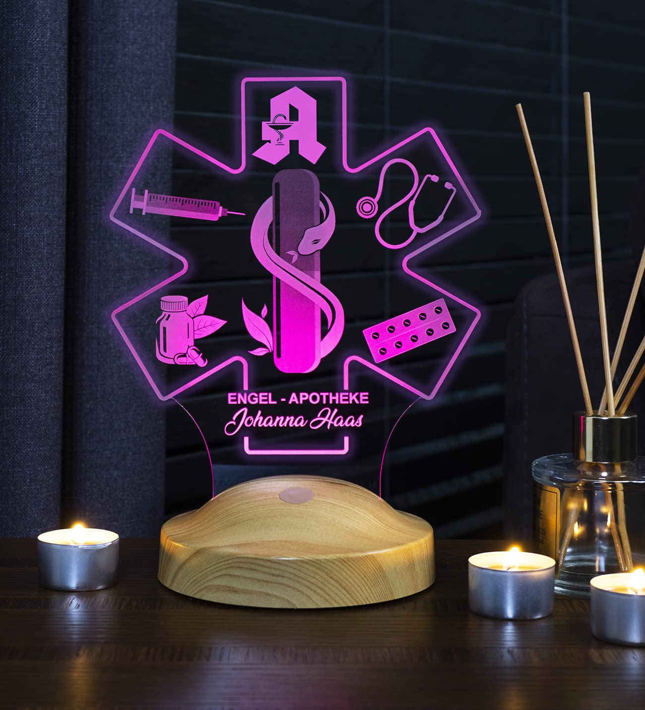 3D Led Lampe Personalisierte mit Namen Gravur Geschenke für Apothekerin Arbeitskollegen
