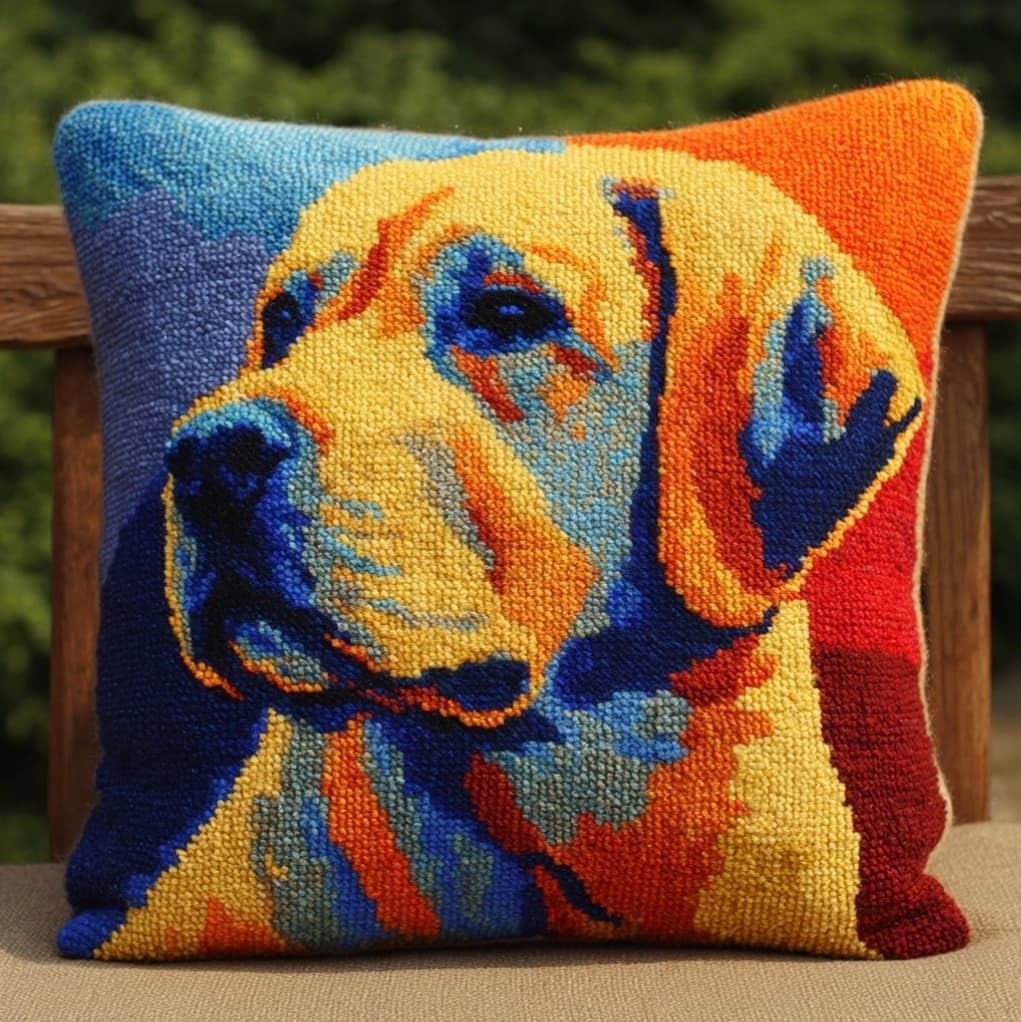 AxiangziK 43x43cm Latch Hook Cushion Making Kit,Labrador Retrievers