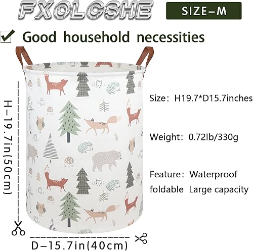 Miniatura 7 de FXOLCSHE Cesta de lavandería para bebés con animales, cesta de lavandería para bebés de animales del bosque, cesta de juguetes para niños, cesta de