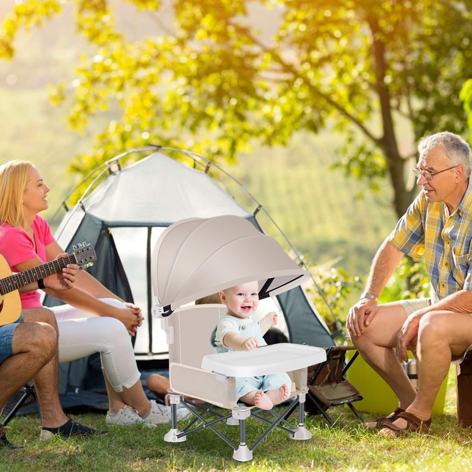 Sedia Da Pranzo Pieghevole Per Bambini - Seggiolino Da Viaggio Con Vassoio Per Mangiare | Sedia Pieghevole Con Copertura Per Esterno Casa Giardino Spiaggia Viaggi Picnic