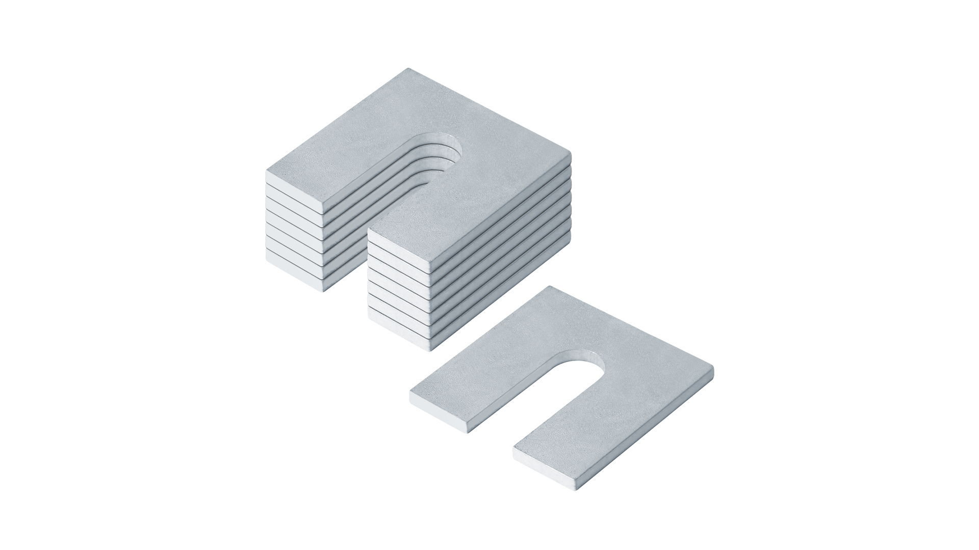 Image of 8 Pack 3 inch x 3 inch Steel Metal Horseshoe Shim Washers for 3 /4 inch Bolts, 1 /8 inch Thick