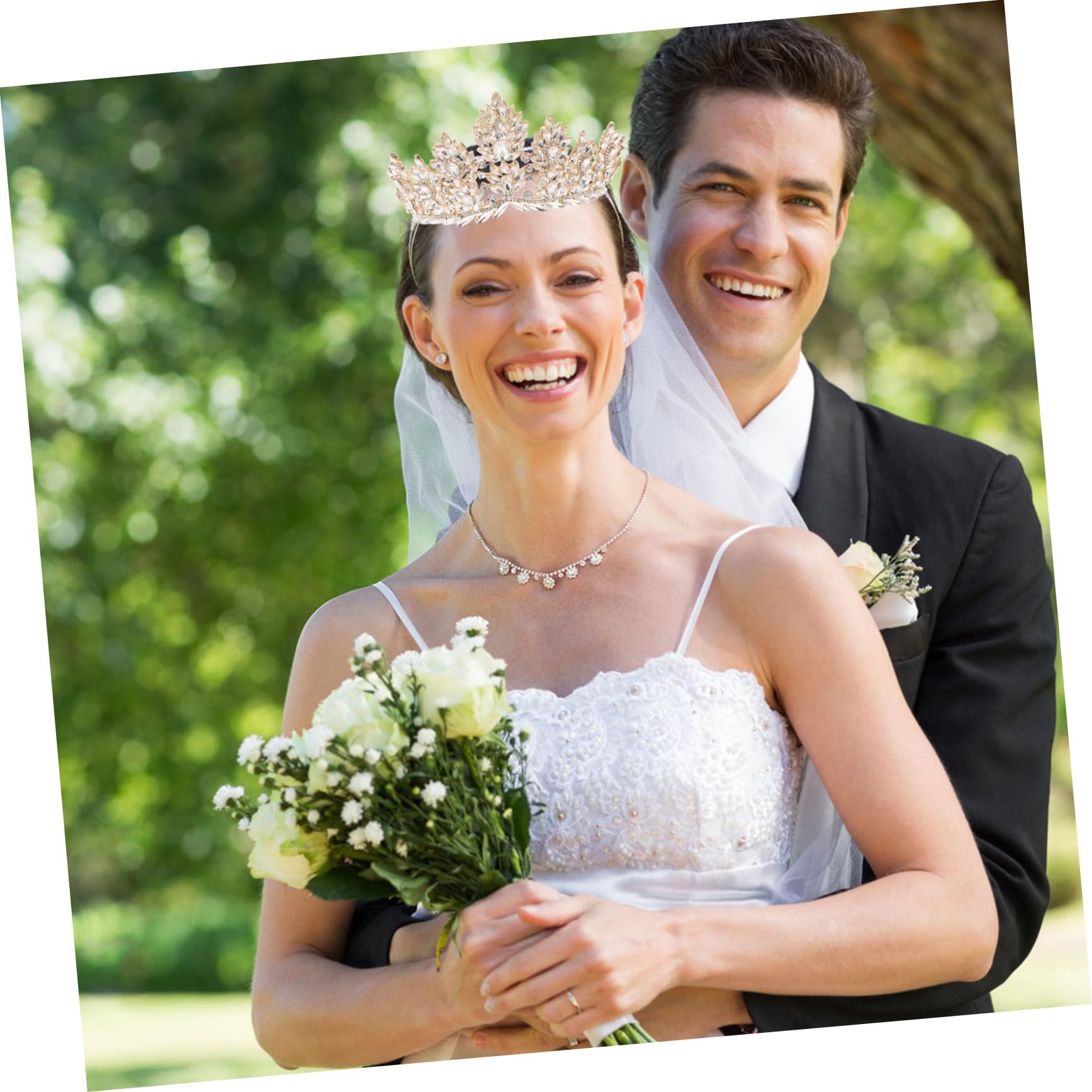 iplusmile Tiara Barroca de Gemas de Imitación Nupcial Elegante para Bodas Accesorio Cabello de Novia para Desfiles de Moda y Eventos Formales