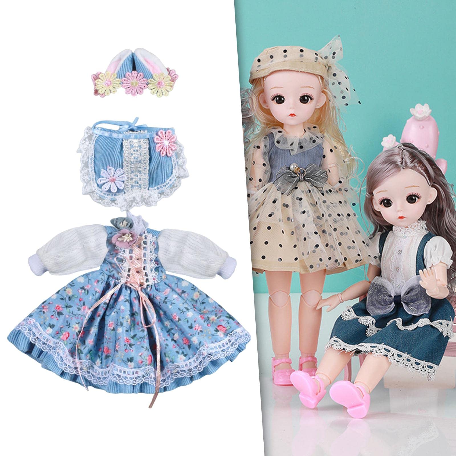 Juego de 10 conjuntos de ropa de muñeca de vestir trajes colecciones de moda para muñeca bebé de 30 cm azul manga larga