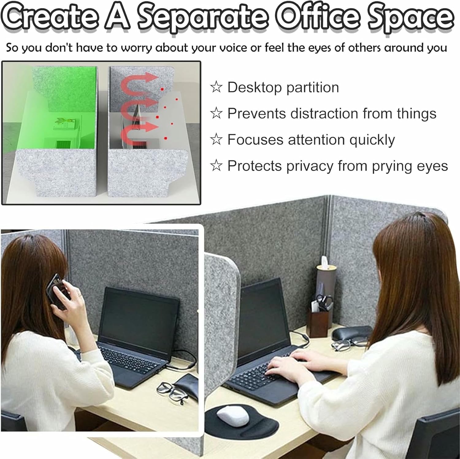 Classroom Test Privacy Desk Dividers Pack of 2, Folding Acoustic Office Desk Divider, Sound Absorbing 3-Panel Desktop Partition, for Home Office Classroom