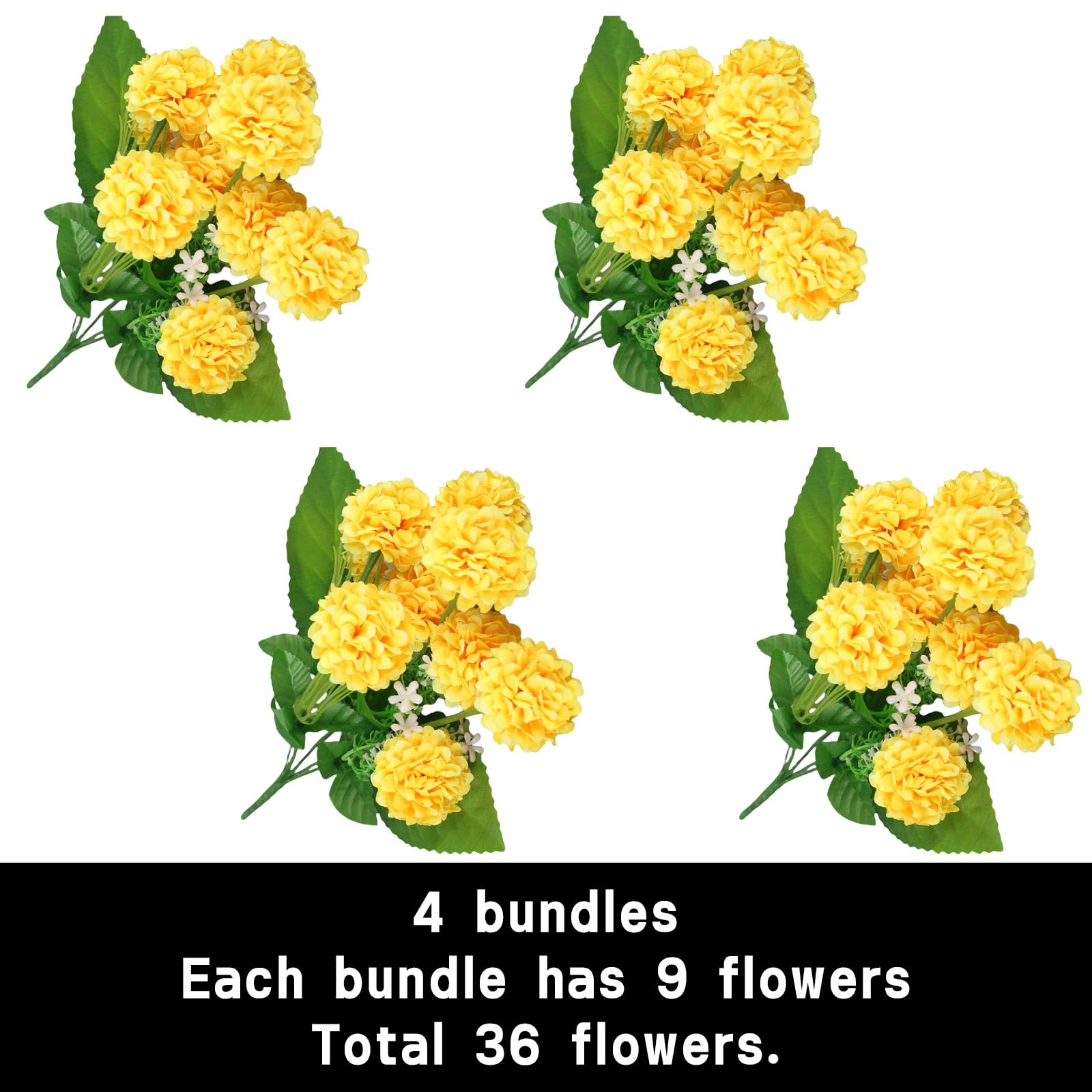 astylishome Fake Flowers for Decoration Artificial Bigger Hydrangea with Stem Real Touch False Hydrangeas Flower Bouquets for Wedding Home Party Garden Centerpiece Yellow 0506 - Image 2