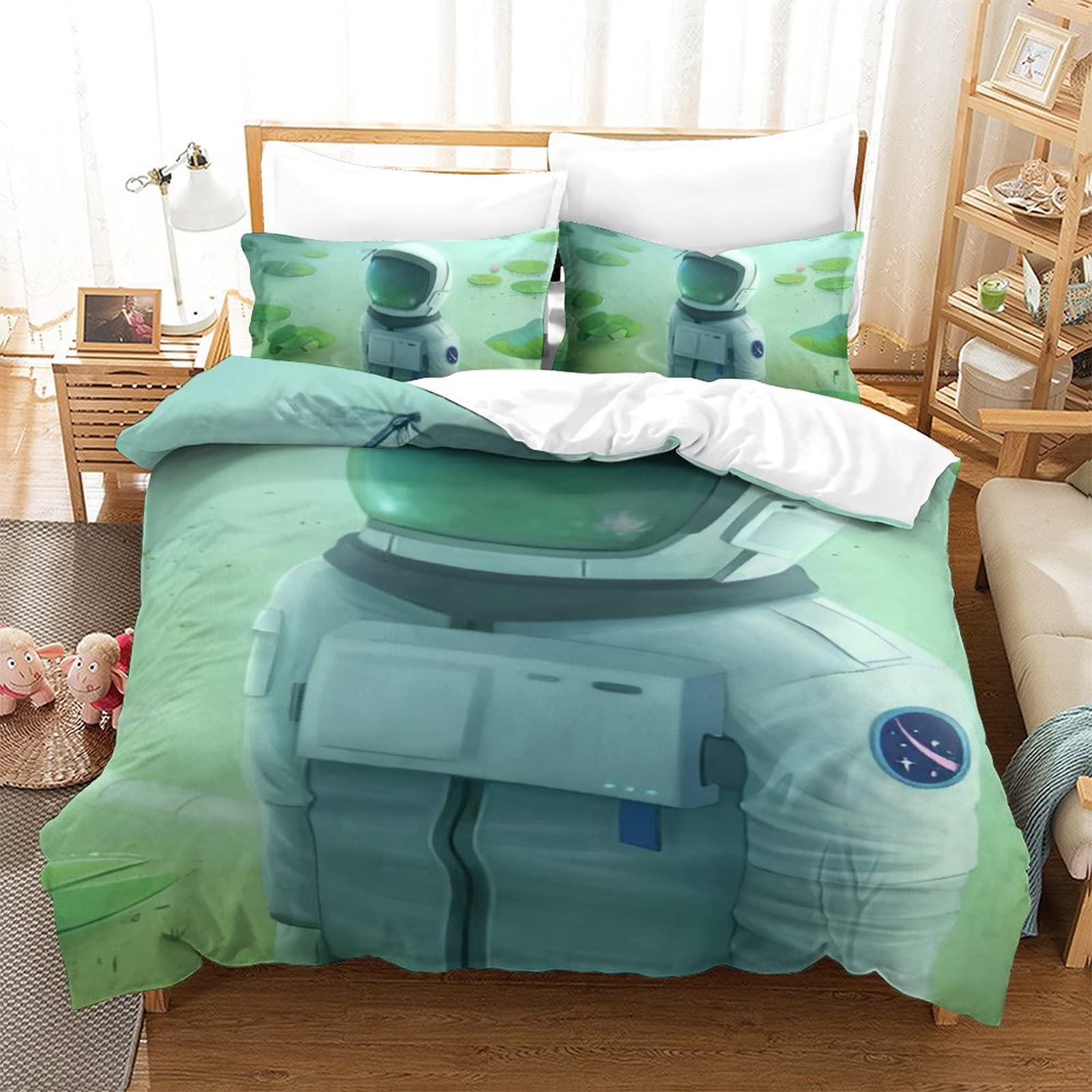 Housse de couette space astronaut en microfibre pour lit simple