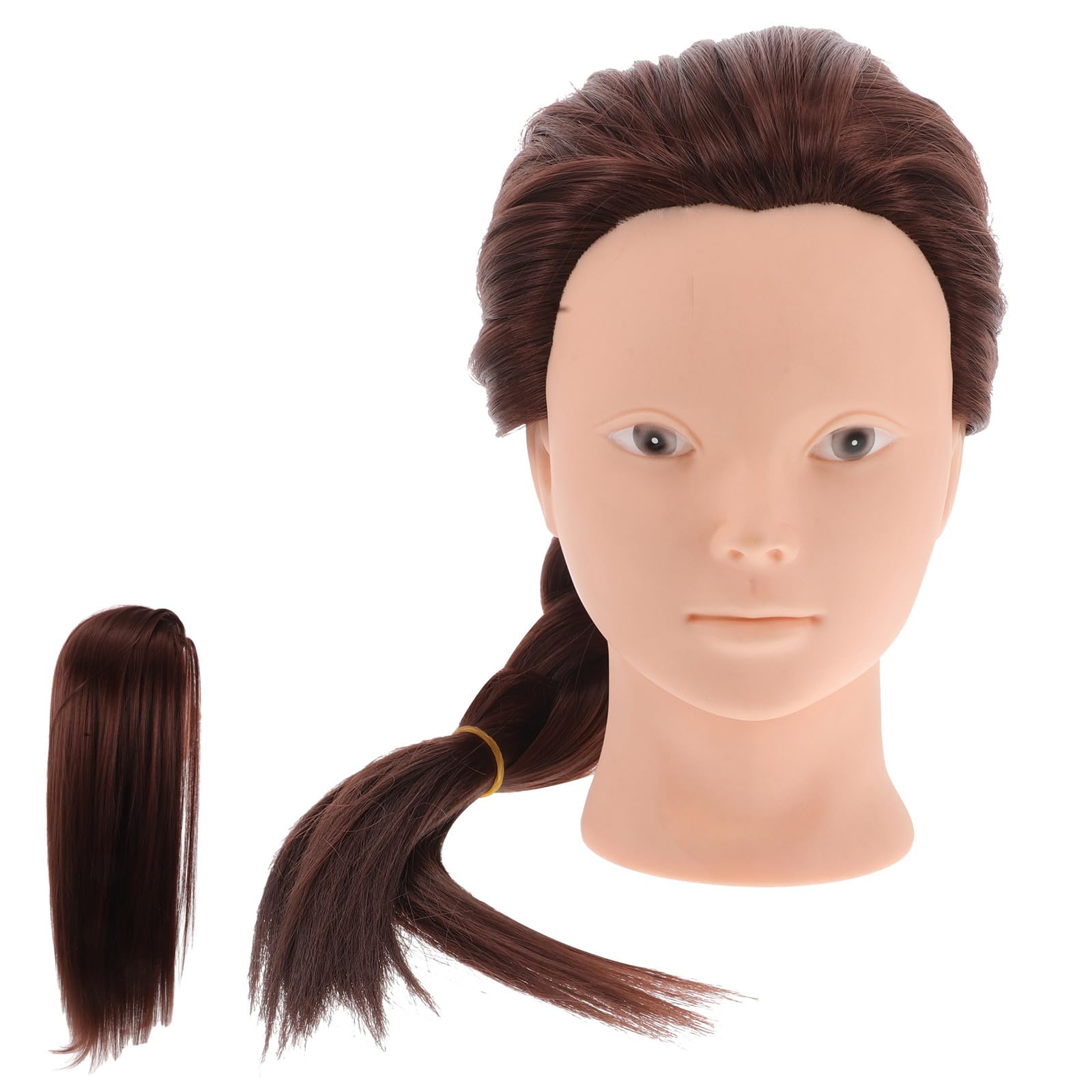Healeved Schminkpuppenkopf Braun mit Hitzebeständigen Fasern und Silikon für Frisurübungen und Flechtpraxis für Friseurschulen und Make Up Training