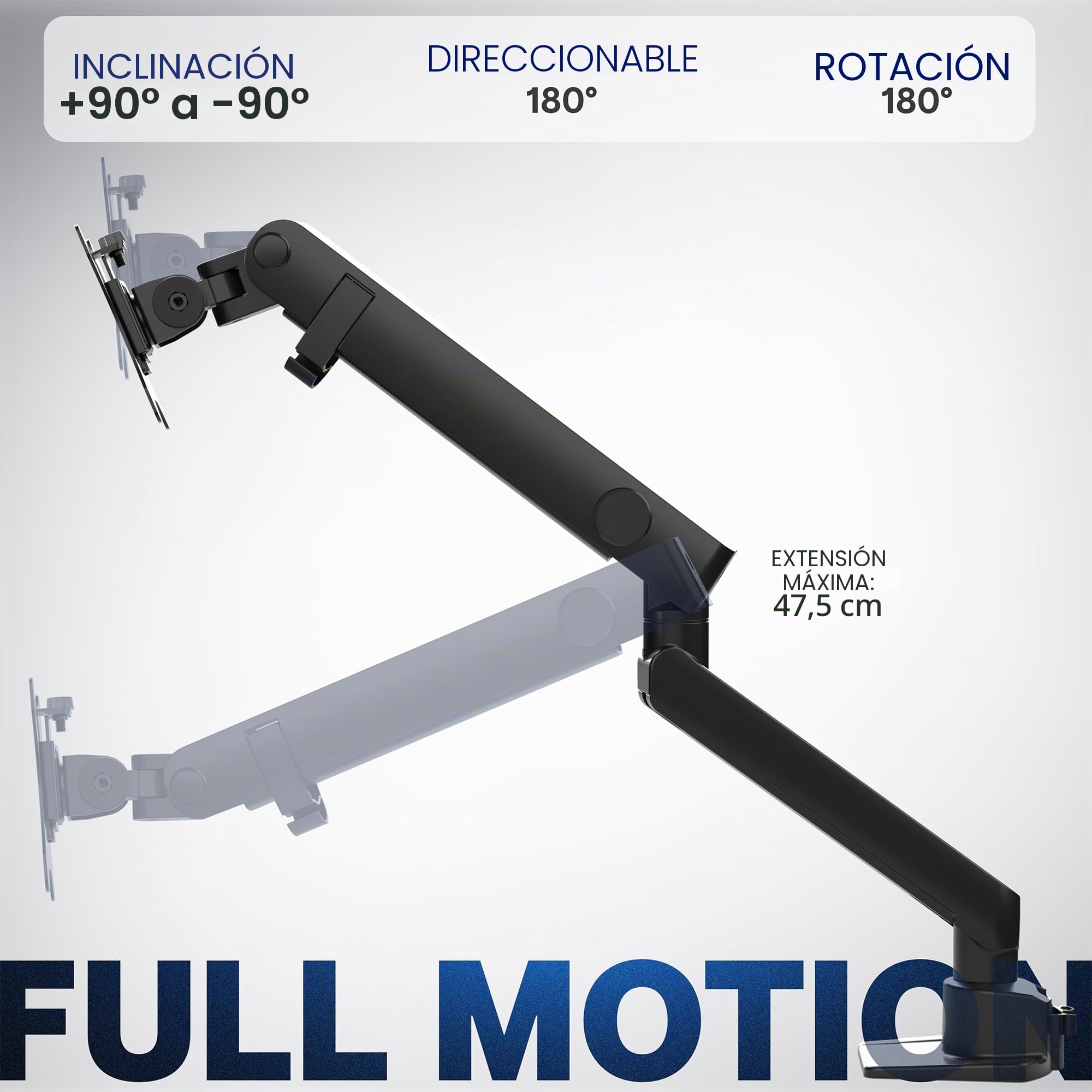 VIVO Soporte de Escritorio de Aluminio Monitor único con Brazo de Motor de elevación, se Adapta a Pantallas de hasta 32 Pulgadas, STAND-V101BB