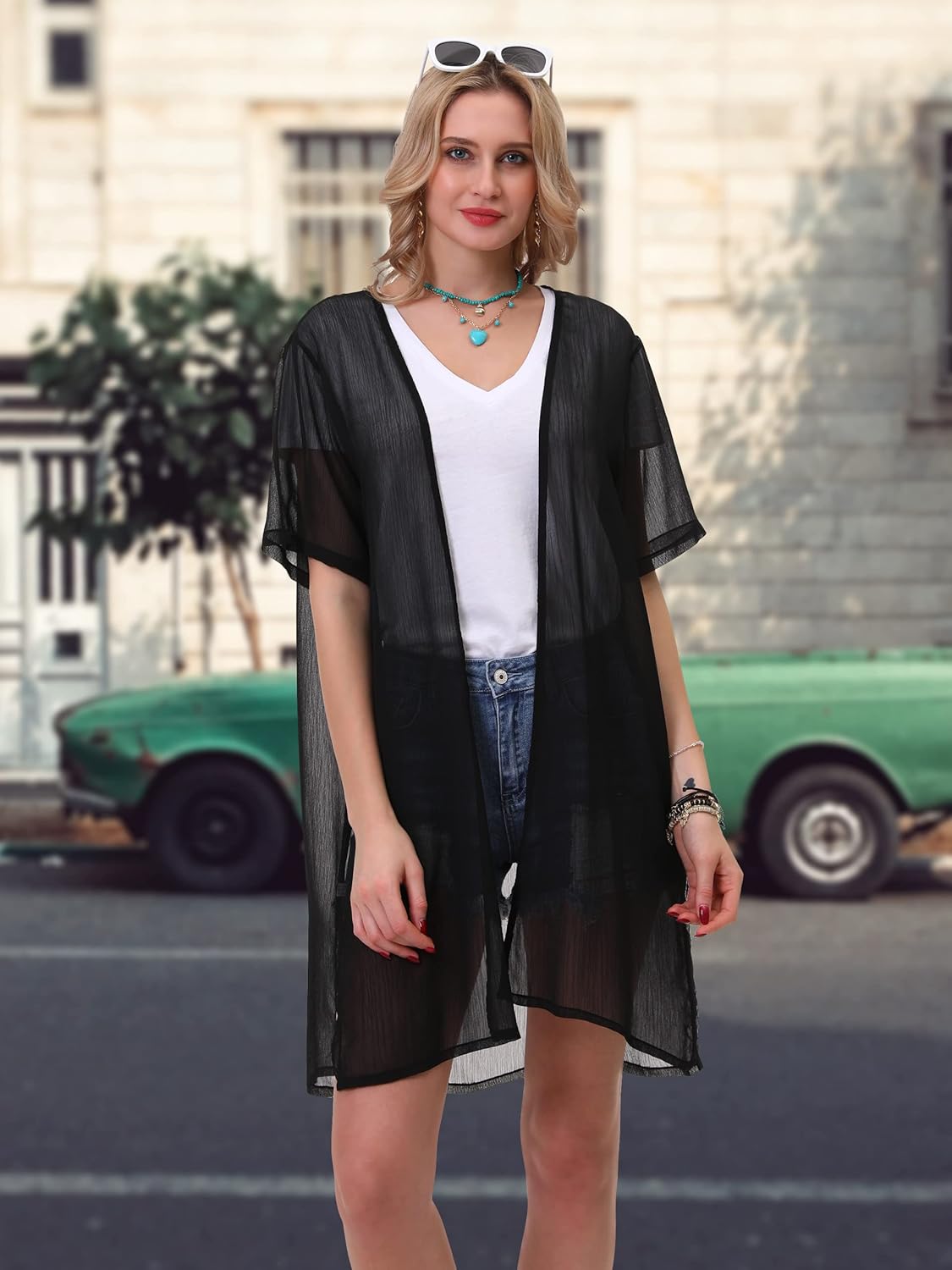 Soul Young Women's Chiffon Kimono sheer Cover Up Summer Cardigan Beachwear for Swimsuit Swimwear Bikini - Image 7