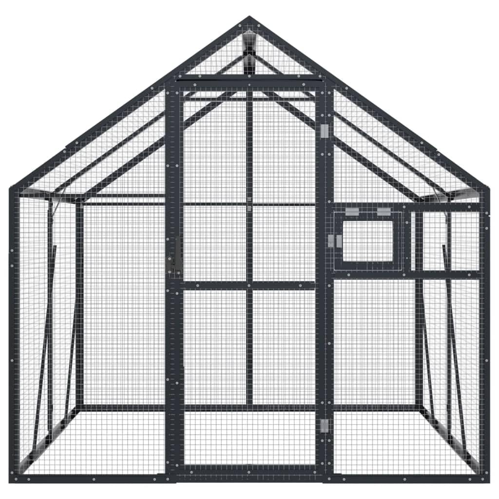 Rantry Voliera Antracite 1,79x2x1,85 m in Alluminio, Gabbia Uccellini, Voliera, Gabbia Canarini, Cocorite