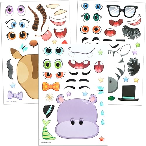 Miniatura 5 de JOYIN 36 calcomanías de 9 x 6 pulgadas para niños, haz tus propias calcomanías de animales de safari, regalos de fiesta de selva, manualidades