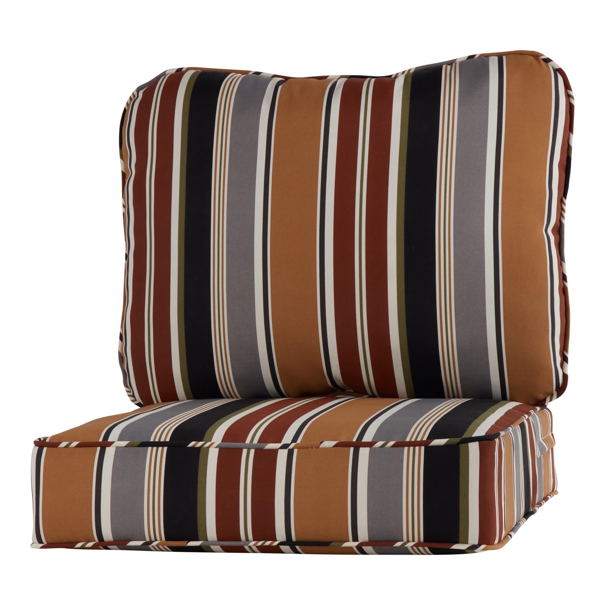 Greendale Home Fashions Outdoor Reversible 2-Piece Deep Seat Cushion Set, Espresso Stripe