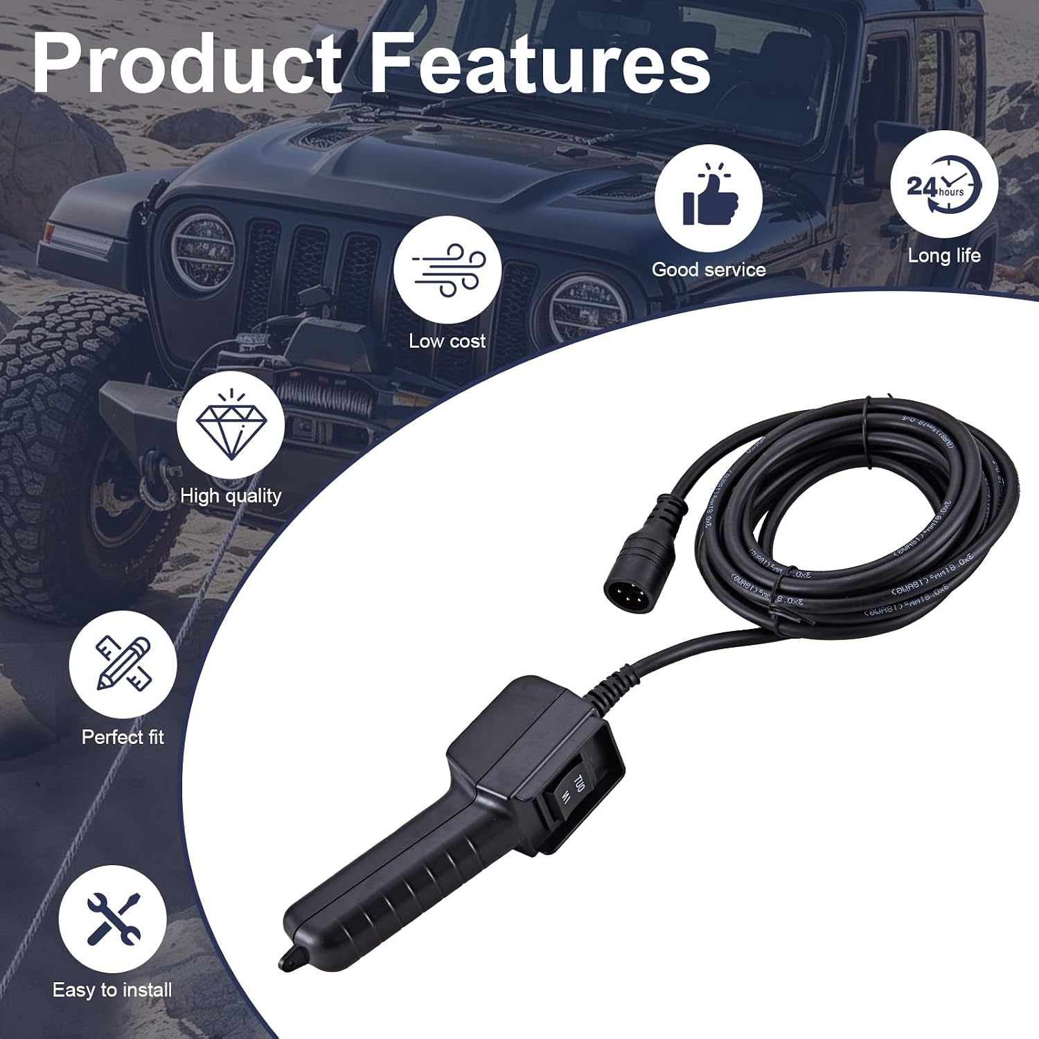 61384 5-Prong Winch Remote Control Switch Compatible with Badland Winches 5000 9000 12000 Winch Remote Controller Badland Electric Winches for UTV, ATV, Truck, Boat Off-Road Self-Rescue