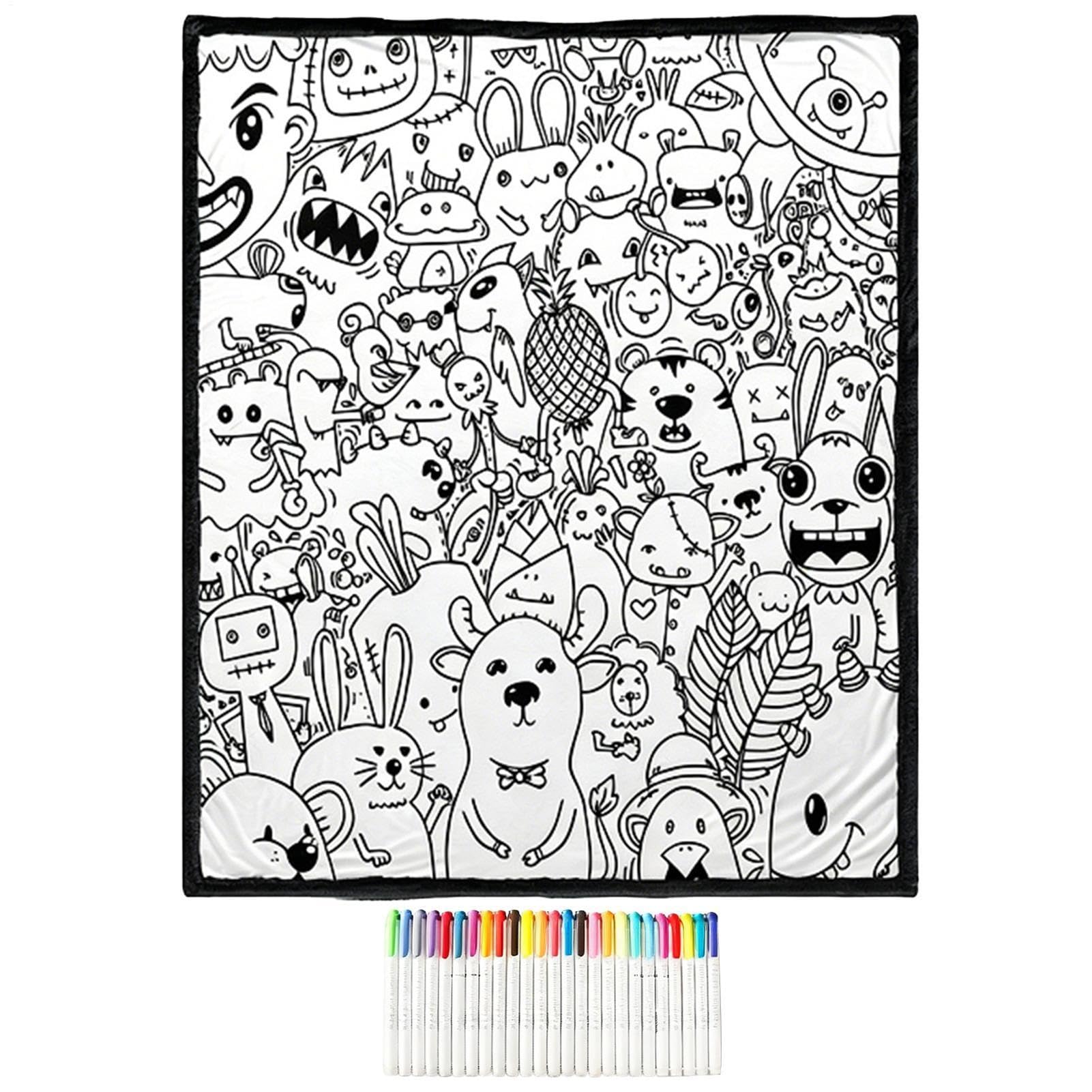 Couverture à colorier adulte anti-stress plaid peinture DIY art créatif
