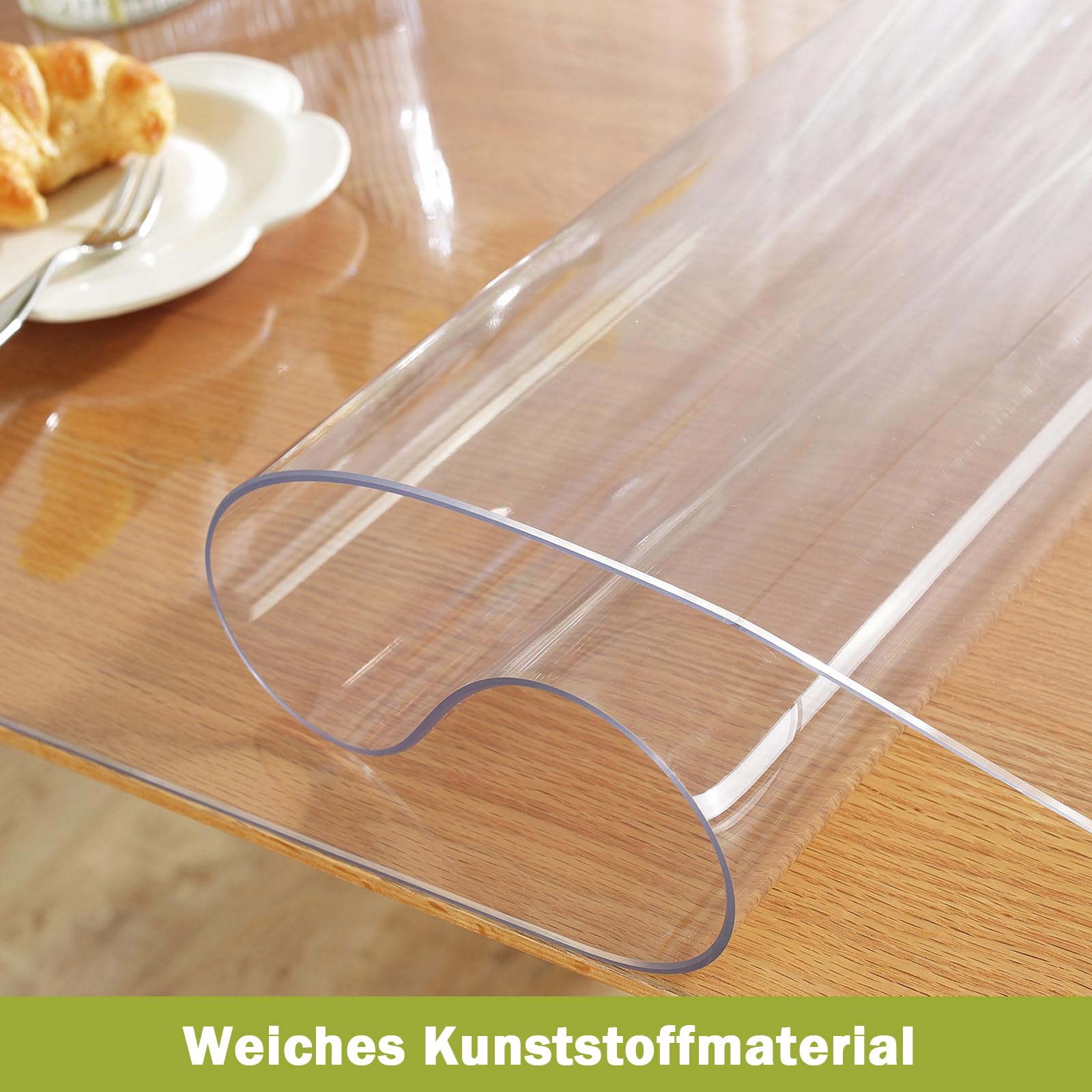 OstepDecor Protector Mesa Transparente 90 x 90 cm,1.5mm Protector Escritorio & Alfombrilla Escritorio, Mantel Transparente Mesa Rectangular, Anti-Deslizante, Impermeable, Resistente al Calor