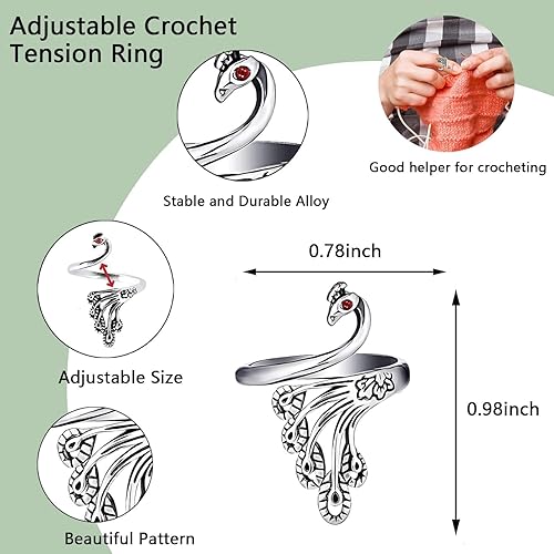Miniatura 2 de 9 anillos de ganchillo  Anillo de tensión de ganchillo ajustable, guía de hilo de dedo, anillos de tensión para tejer, anillo de compañero de