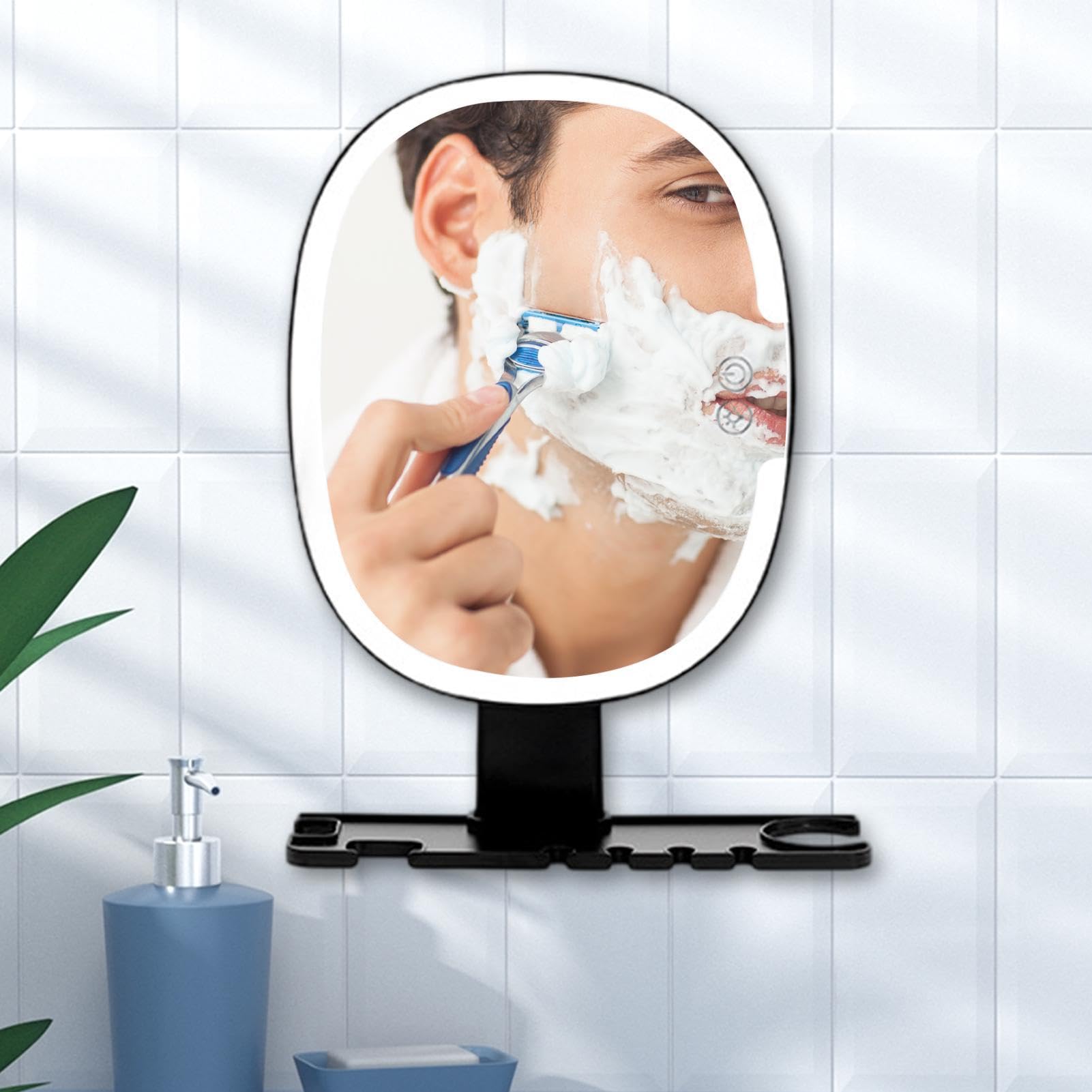 Specchio doccia antiappannamento per rasatura LED a 3 colori con controllo | Specchi Da Doccia Con Portarasoio Adatto a uomo donna marito fidanzato trucco e cura personale