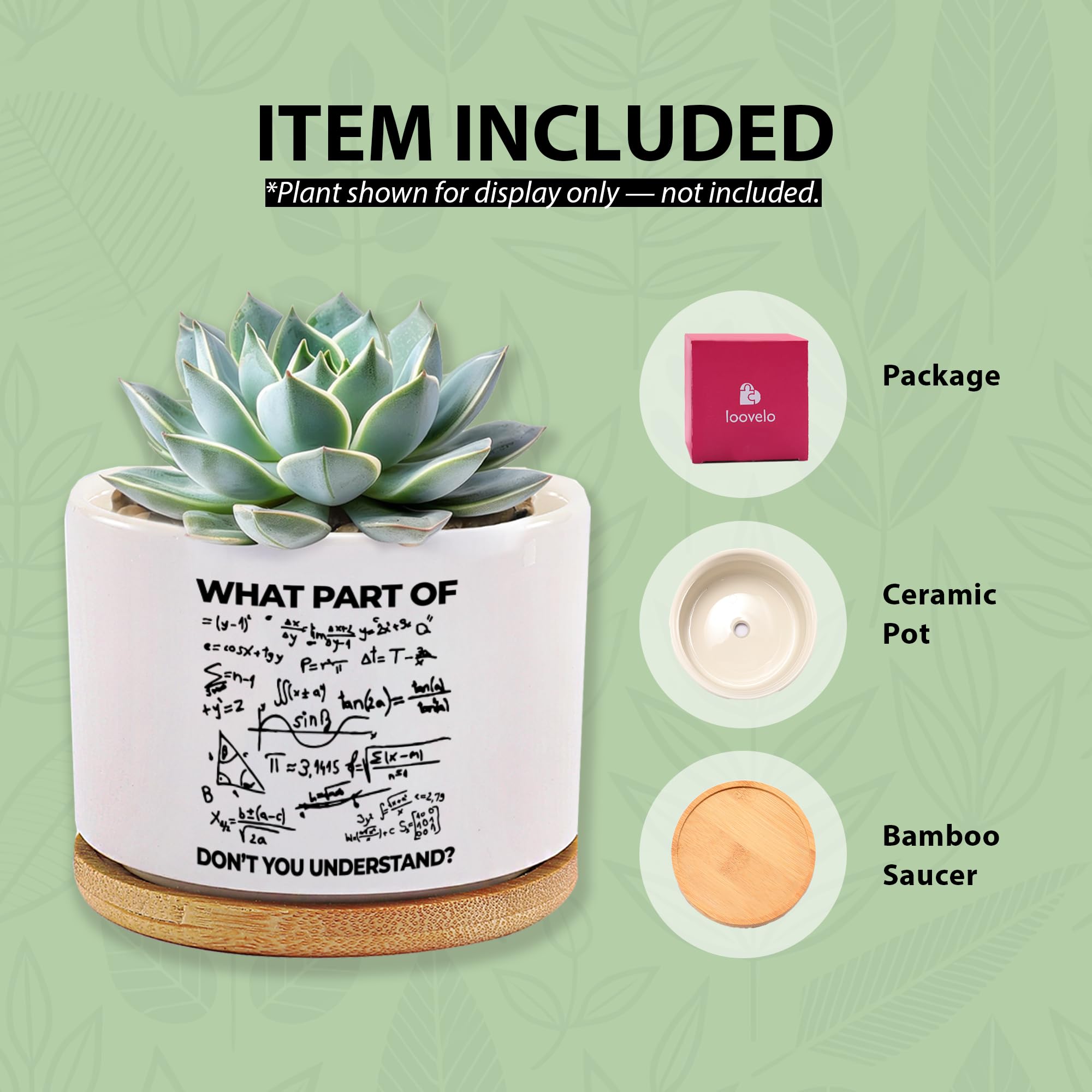 What Part of Don’t You Understand Engineer Ceramic Succulent Plant Pot with Bamboo Tray Round Engineering Gifts for Boyfriend Husband Dad Home Office Decor 3.5 Inch White (No Plants)