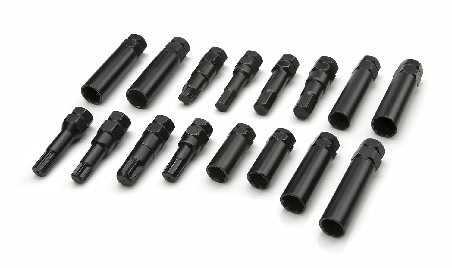 Steelman Pro - 78537 16-Piece Locking Lug Nut Master Key Set for Auto Mechanics Variety of Spline Star and Hex Style Keys Thin-Walled/Extra-Long Lug Keys to Prevent Damage to Wheels Double-Hex Heads
