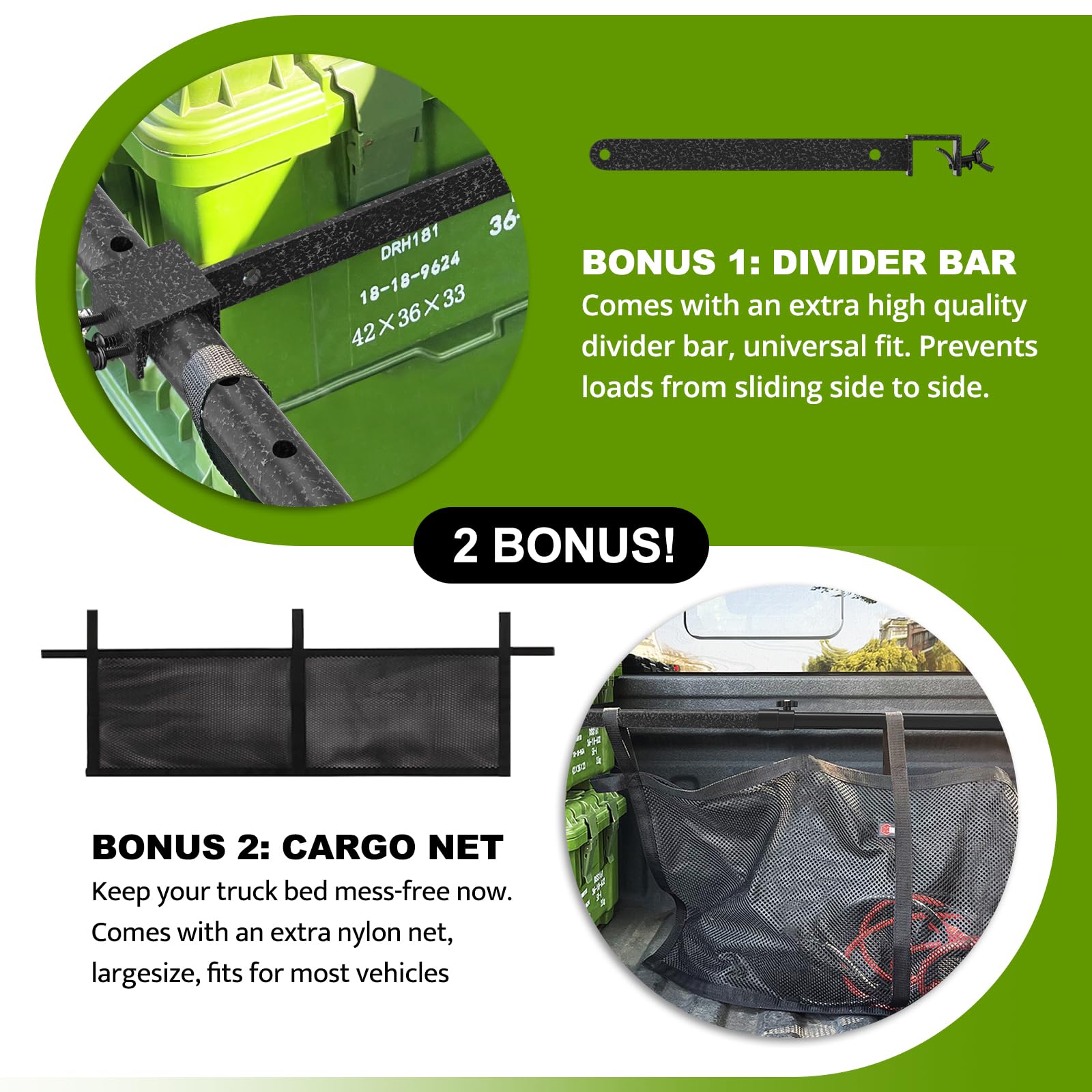 XINQIAO Barra di carico per camion per pick-up da 100,1 cm a 179,8 cm, regolabile, viene fornita con una rete e un divisore, capacità 90,7 kg utilizzata anche per un palo di supporto di terza mano