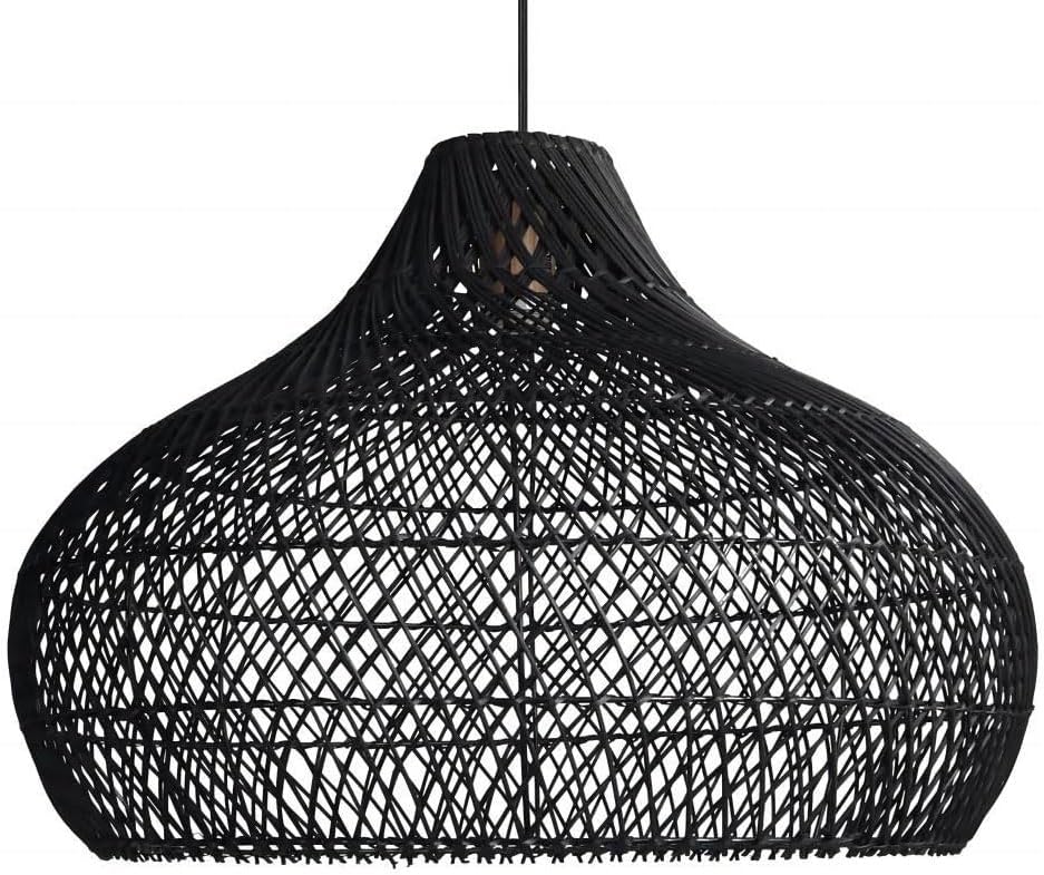 Natural Rattan Pendant Light for Kitchen Island, Ceiling Light Wicker Lampshade Lantern 14.1" Bamboo Lamp Hanging Light Ceiling Lighting Fixture Suitable for E26/27 Lamp Holder