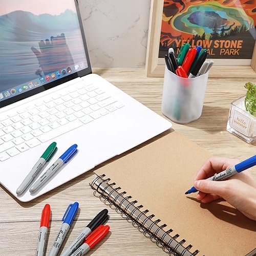 Miniatura 6 de Paquete de 200 marcadores permanentes negros a granel, marcadores permanentes de punta fina, marcadores impermeables, a prueba de manchas, funciona