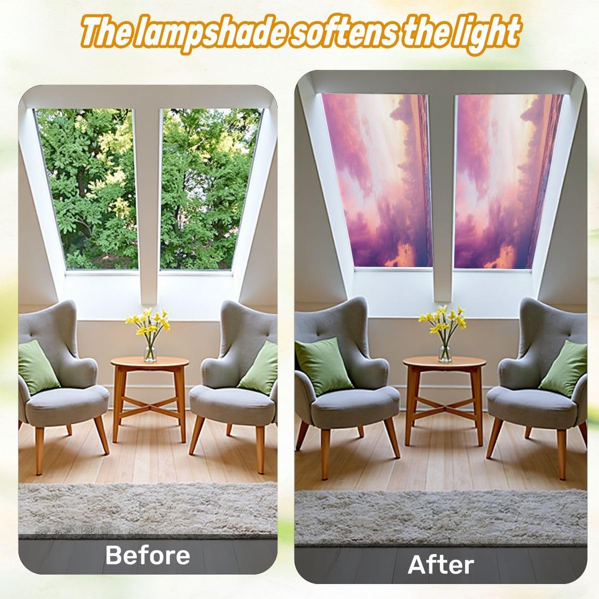 Fluorescent Light Covers for Ceiling Lights Dramatic Sunset Beach Easy to Install Magnetic Light Filter for Classroom Office Hospitals School Home Decor