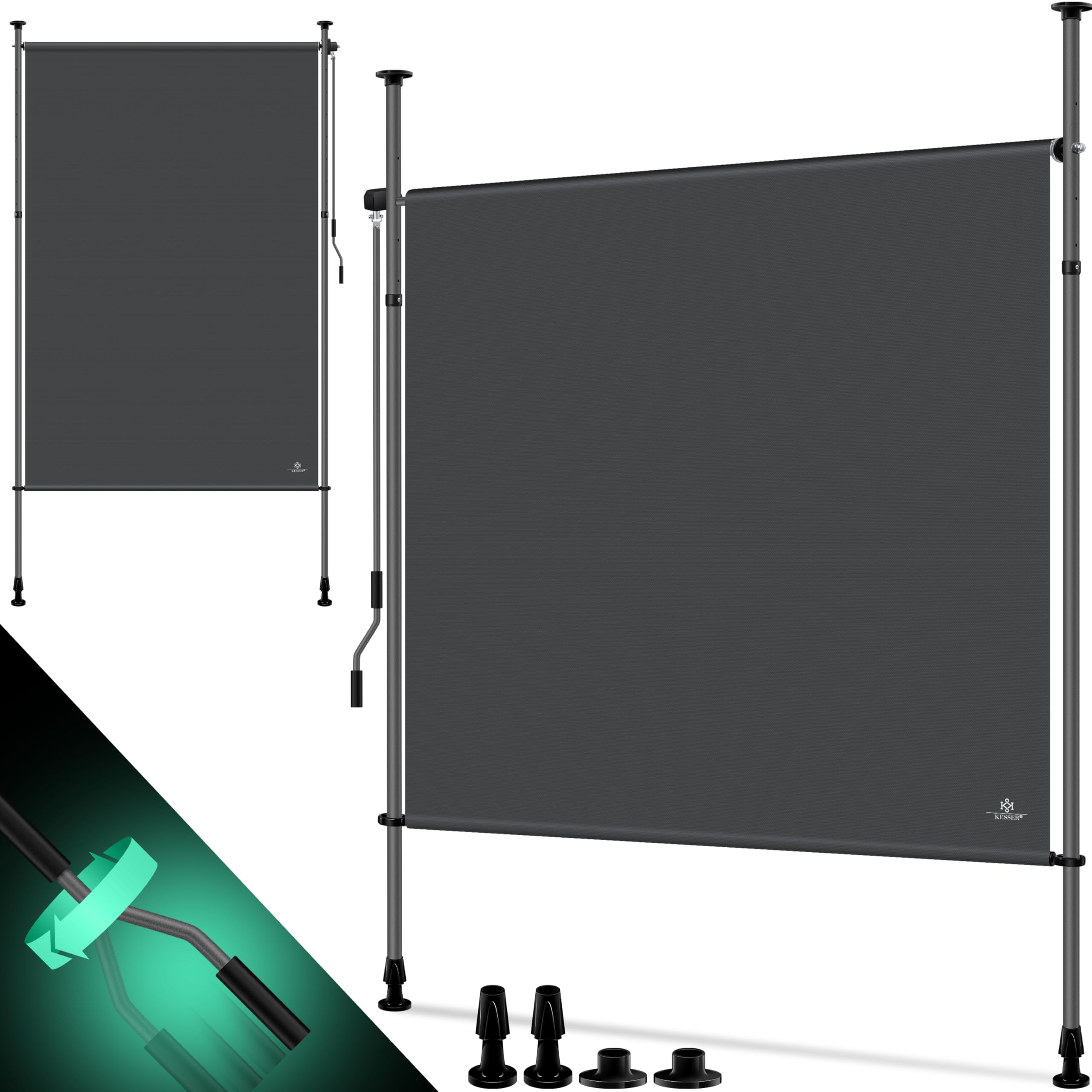 KESSER® Toldo Vertical Exterior 100 x 310 cm, Extensible y Opaco, toldo Vertical con manivela sin Agujeros, protección Visual y Cortavientos para jardín y terraza, Resistente al Agua, Antracita