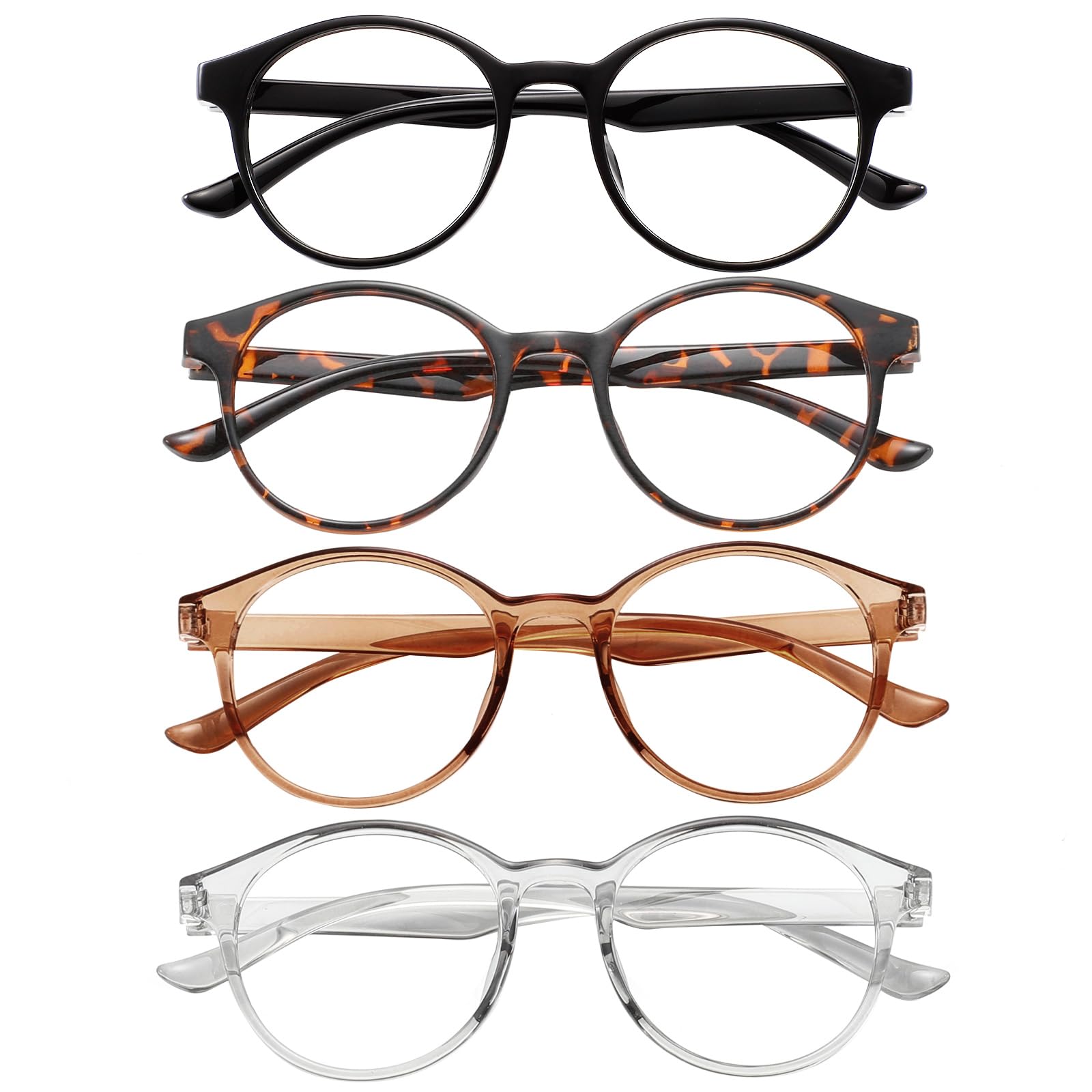 Przene Blaulicht-blockierende Brillen für Damen und Herren, Retro, rund, Computer-Gaming-Brille, Anti-Augenbelastung, UV/Blendung, 4 Stück