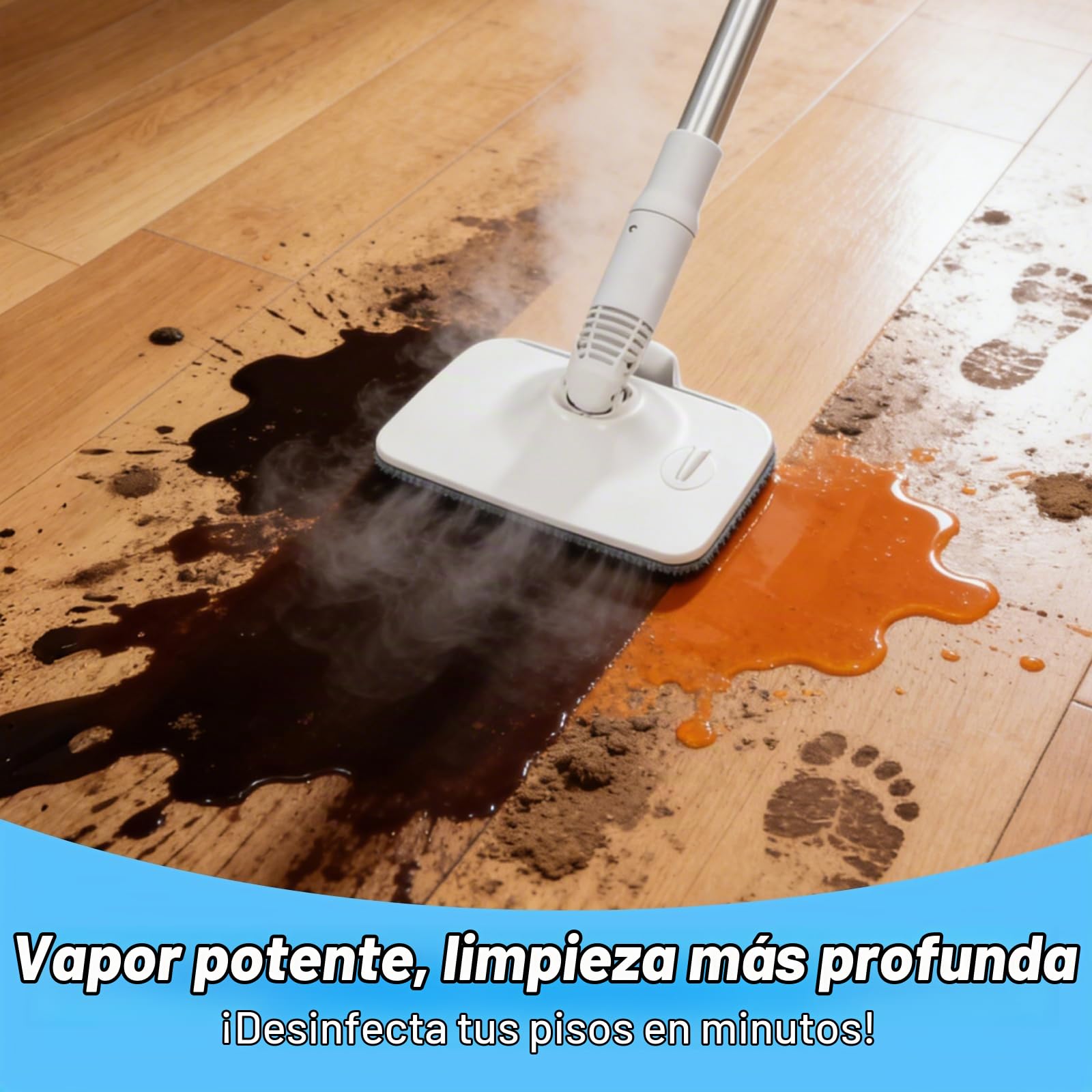 Maquina de Limpieza a Vapor Multifuncional, 1200W 2 en 1 Mopa de Vapor & Vaporeta de Mano Steam Cleaner Portátil,Calentamiento Rápido en 15s, para Suelos Alfombras Azulejos Baño Cocina