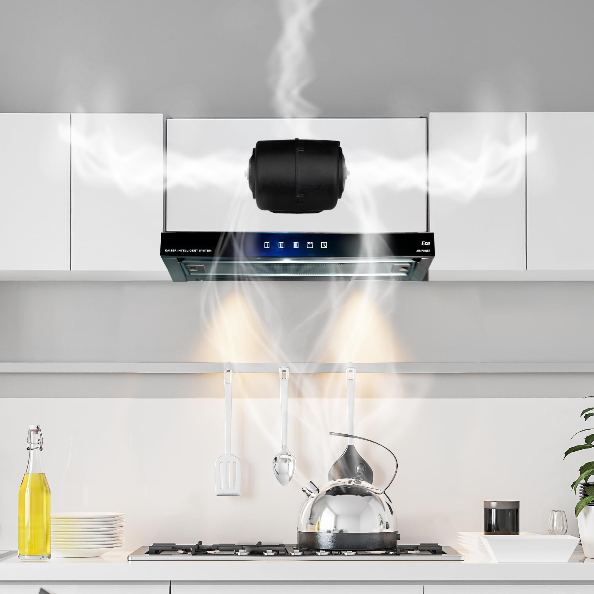 Kaiser EA 644 Eco Einbau Dunstabzugshaube 60 cm Edelstahl Schwarzglas 910 m³/h TouchControl LED Umluft Abluft