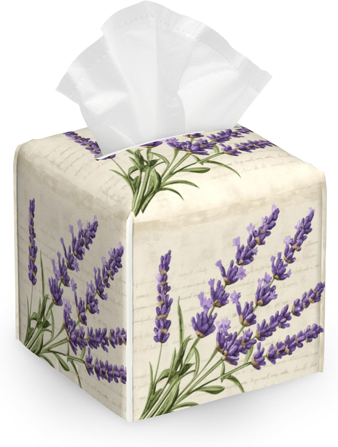 Vintage Lavender Tissue Box Cover Holder,Leather Tissue Case Holder Facial Paper Organizer Decorative for Tabletop Night Stands Desk Bathroom Kitchen Car Office Home Decor