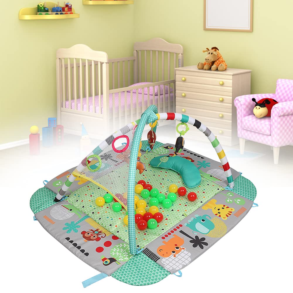 Baby-Spielmatte mit Musik, Kick-and-Play-Klavier, Fitnessmatte mit abnehmbarem Klavierspielzeug,Babyausstattung für Neugeborene, Babyspielzeug ab der Geburt,Grün (Typ B)