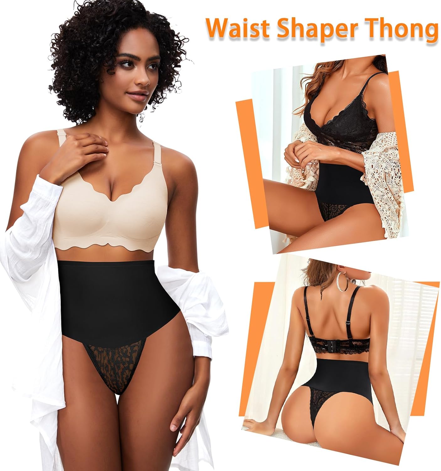 Werena Tummy Control Thong Shapewear for Women Mid High Waisted Body Shaper Underwear Lace Shaping Thong Girdle Panties - Image 6